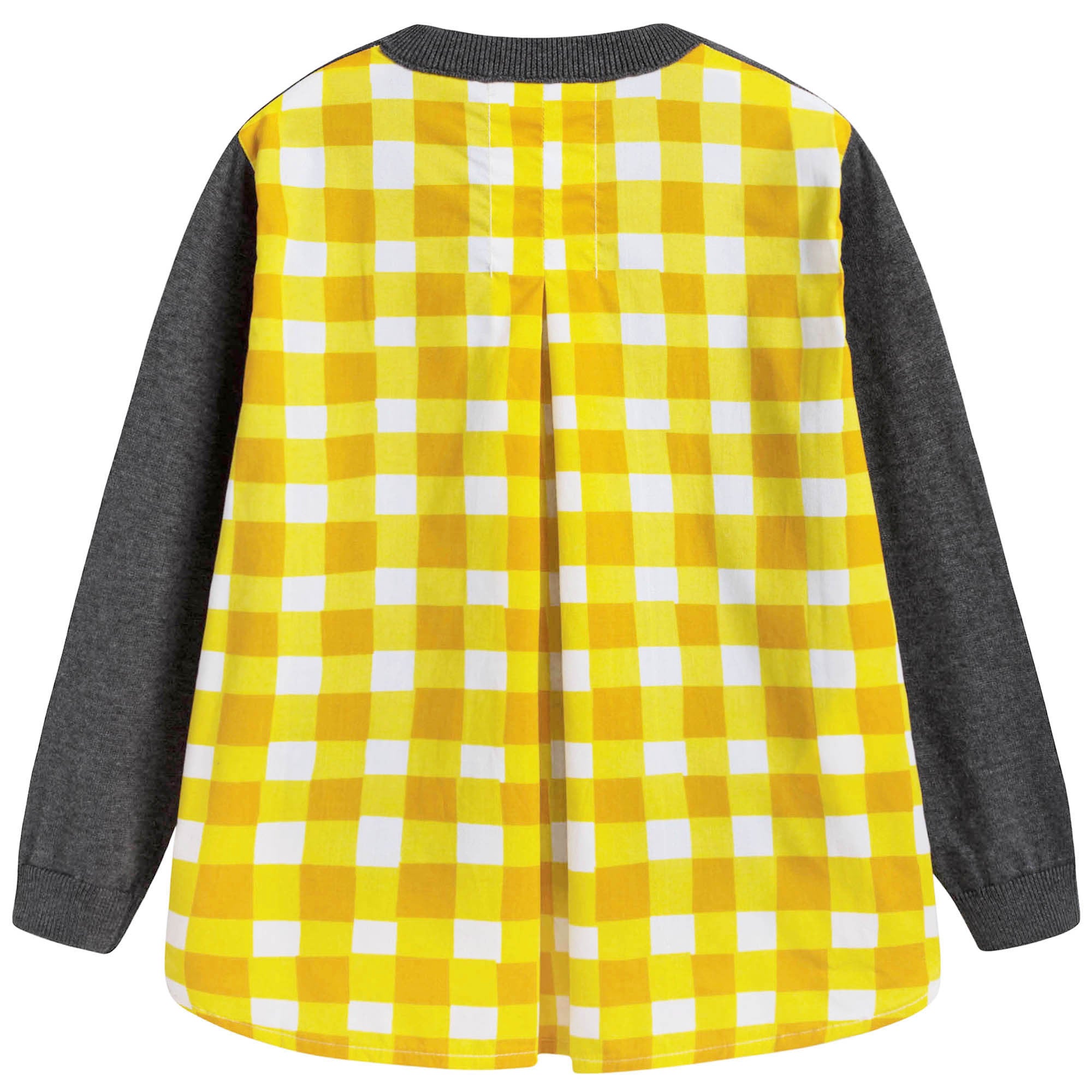 Girls Grey & Yellow Check Cardigan