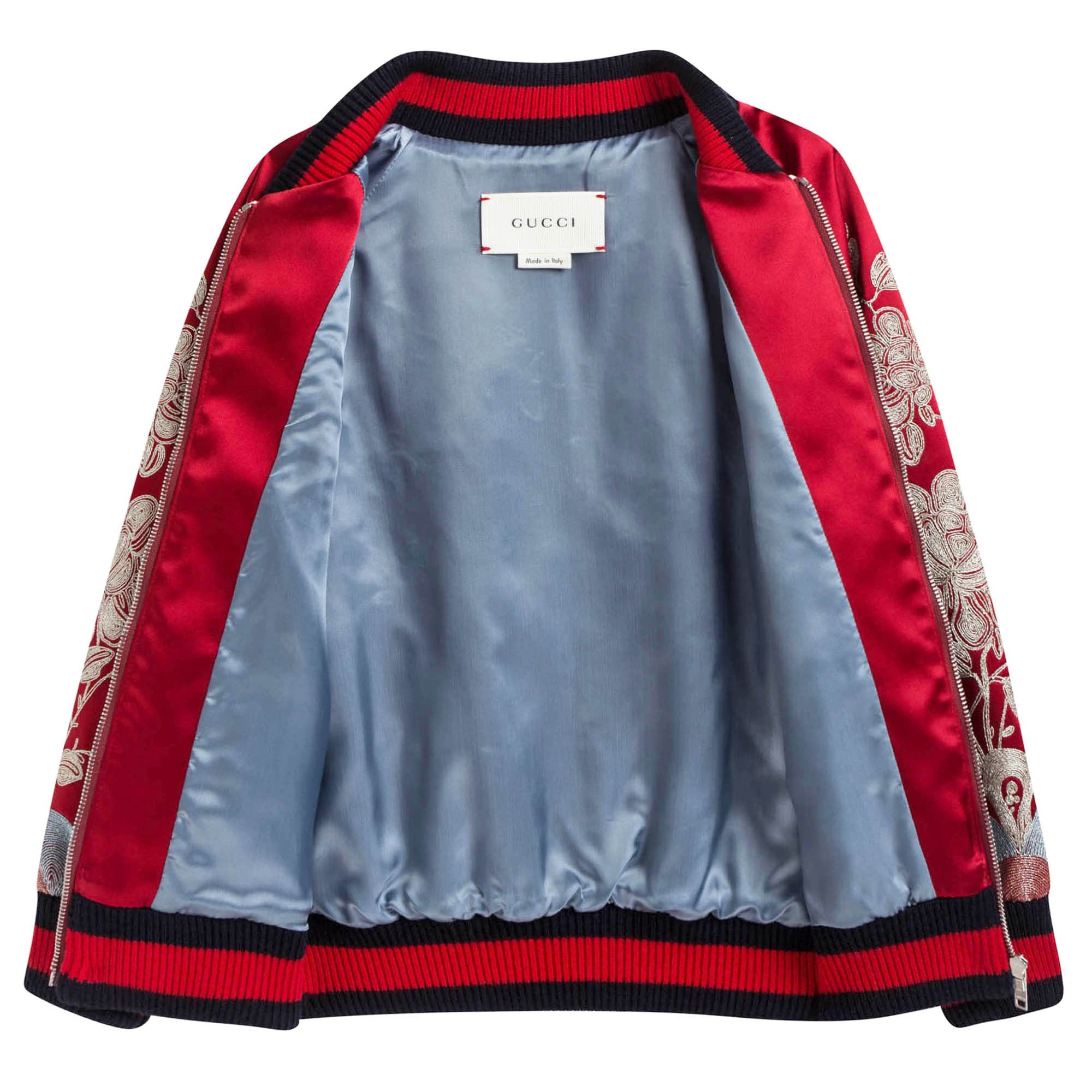 Girls Red Satin Bomber Jacket