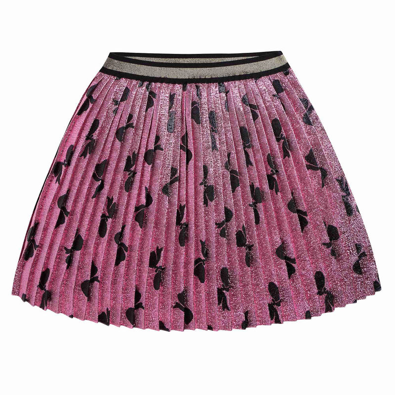 Girls Pink Silk Lurex Skirt