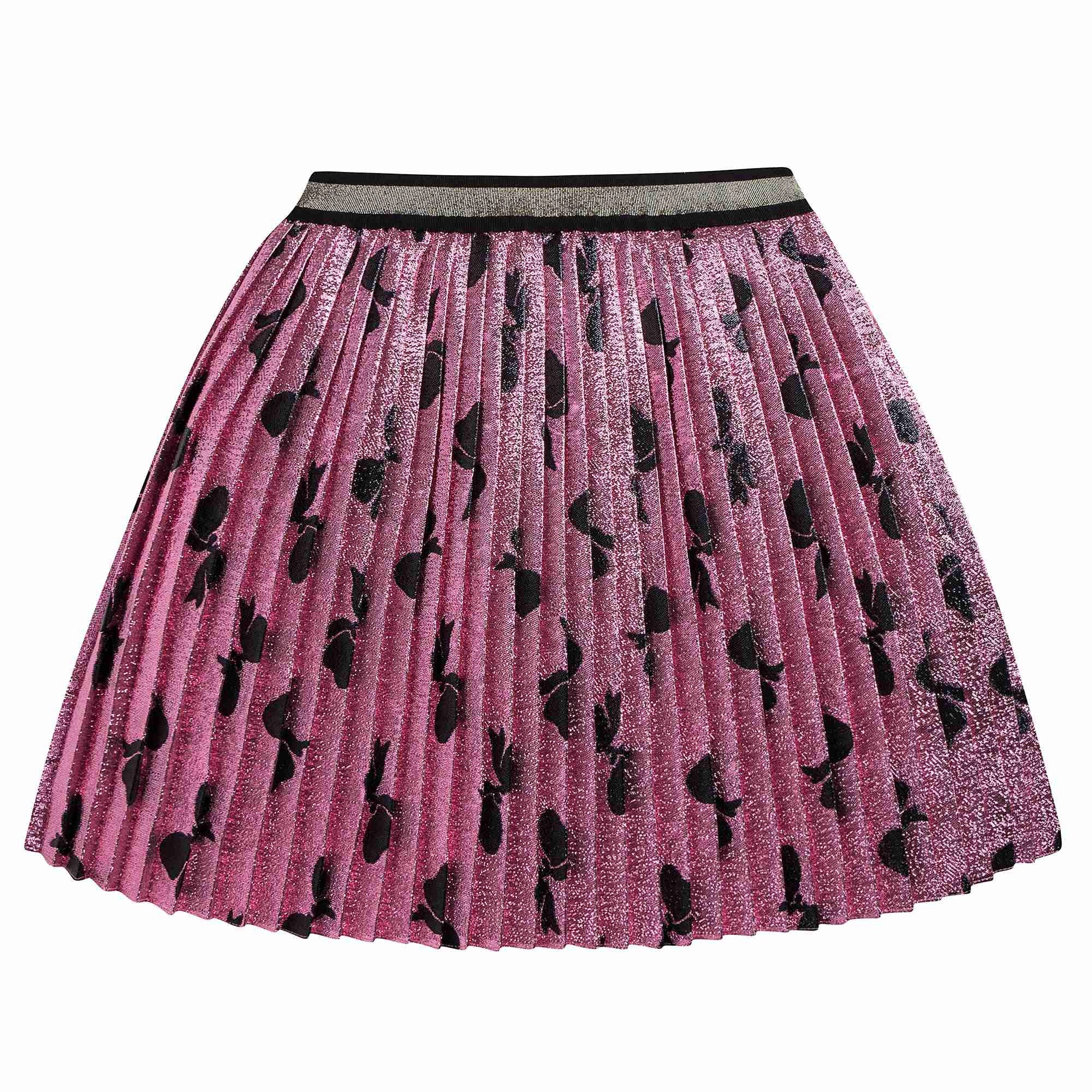 Girls Pink Silk Lurex Skirt