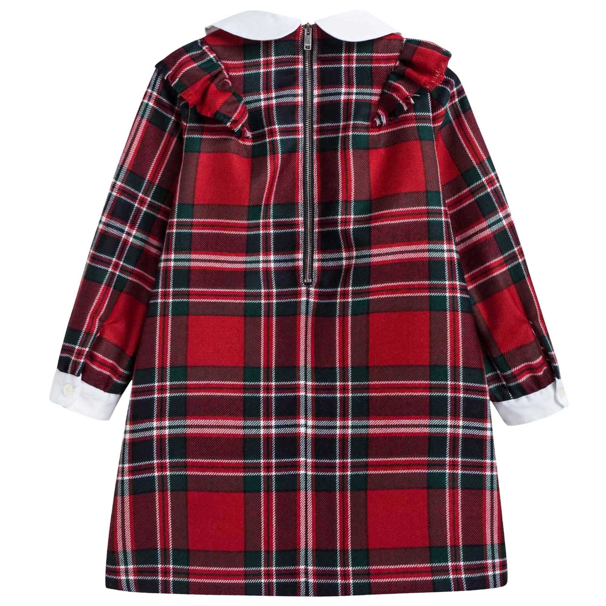 Girls Red Checked Wool Dress