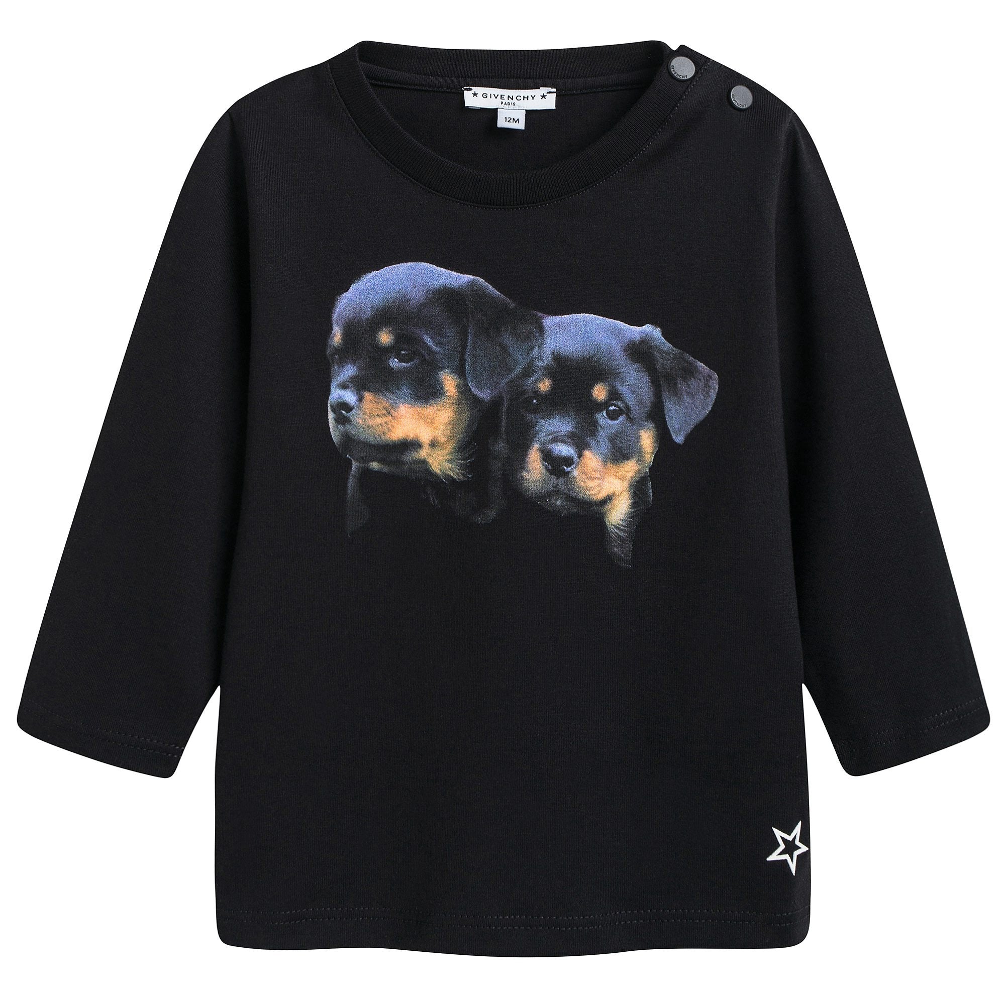 Baby Boys Black Dogs Printed T-Shirt