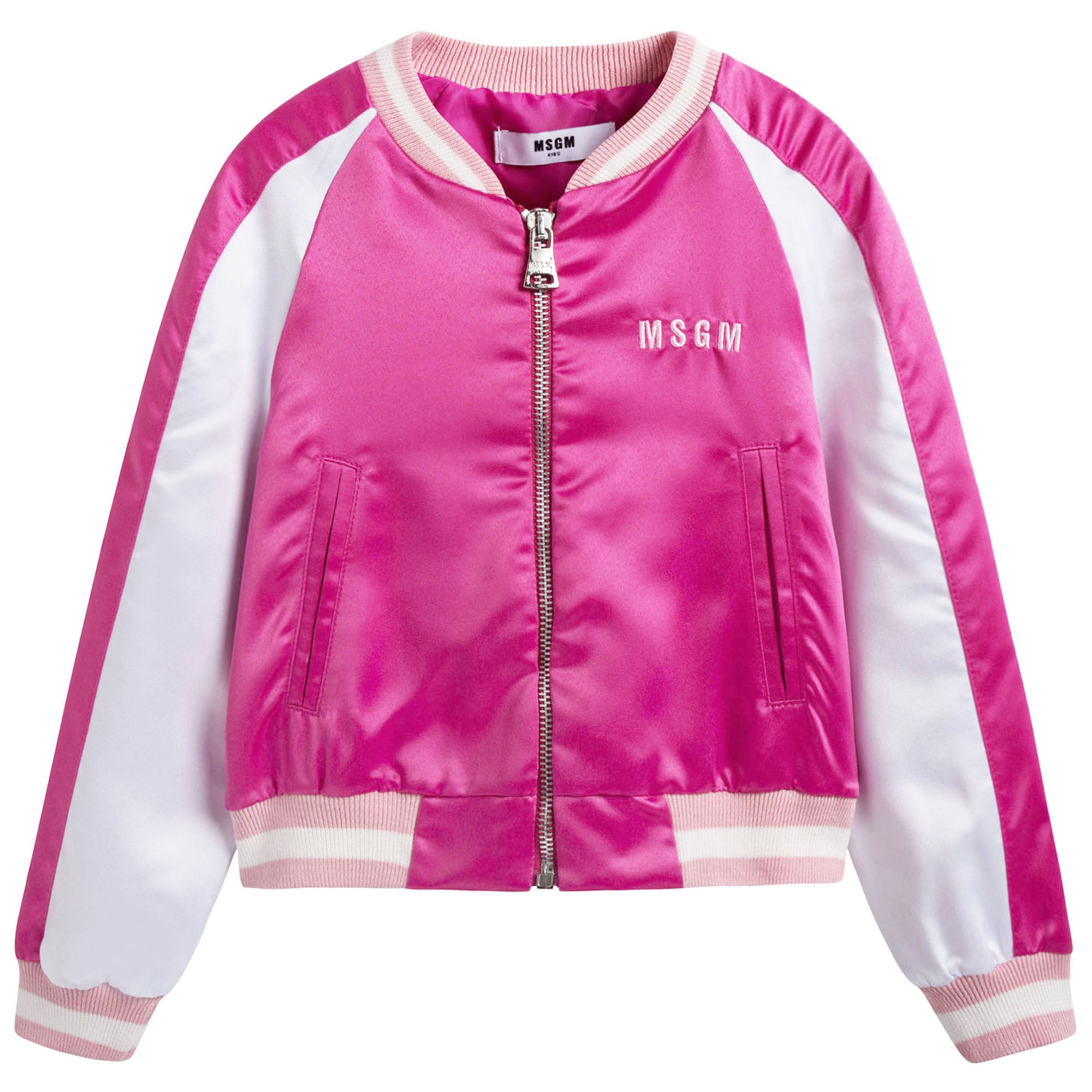 Girls White & Pink Logo Jacket