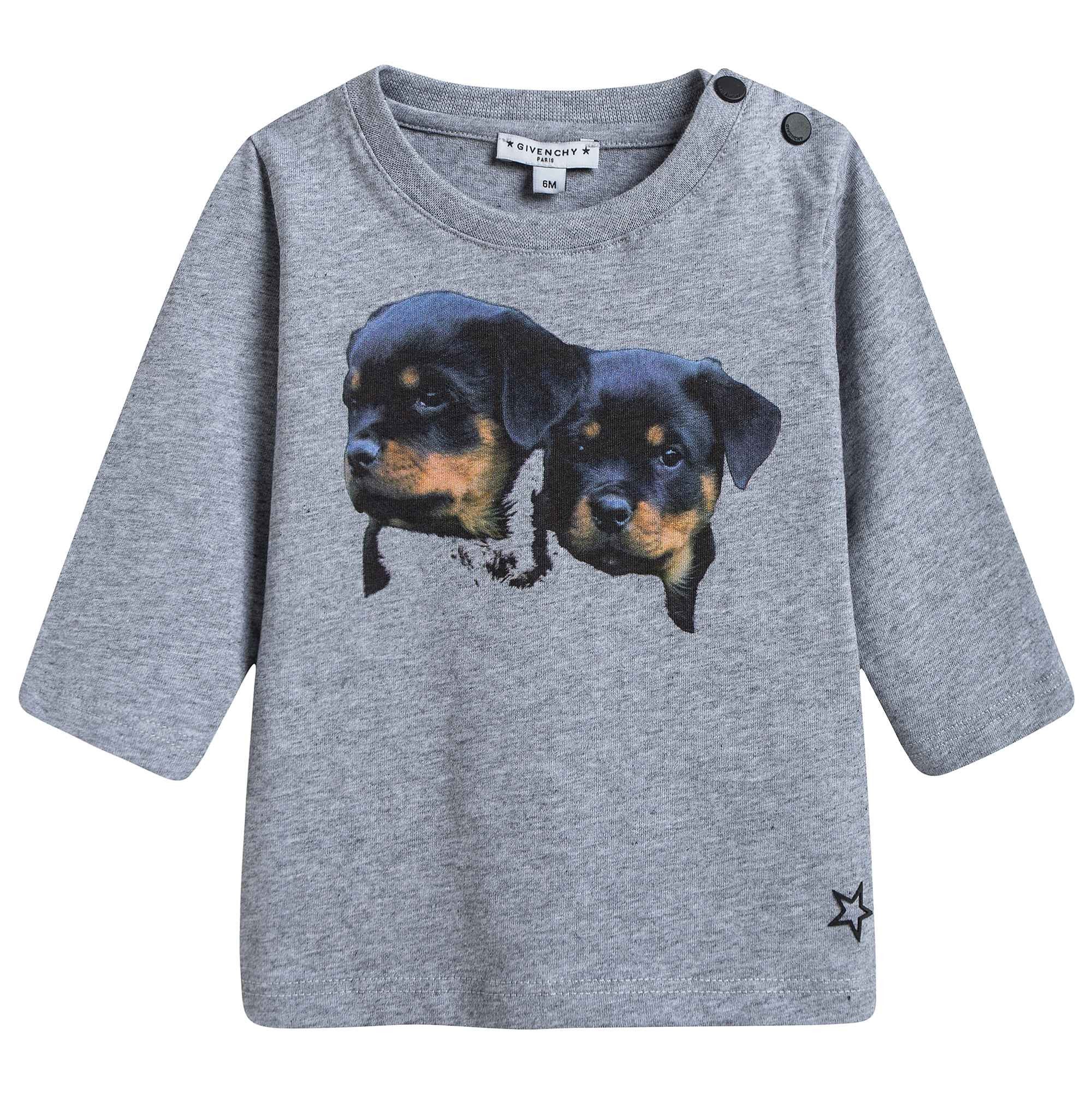 Baby Boys Grey Dogs Printed T-Shirt