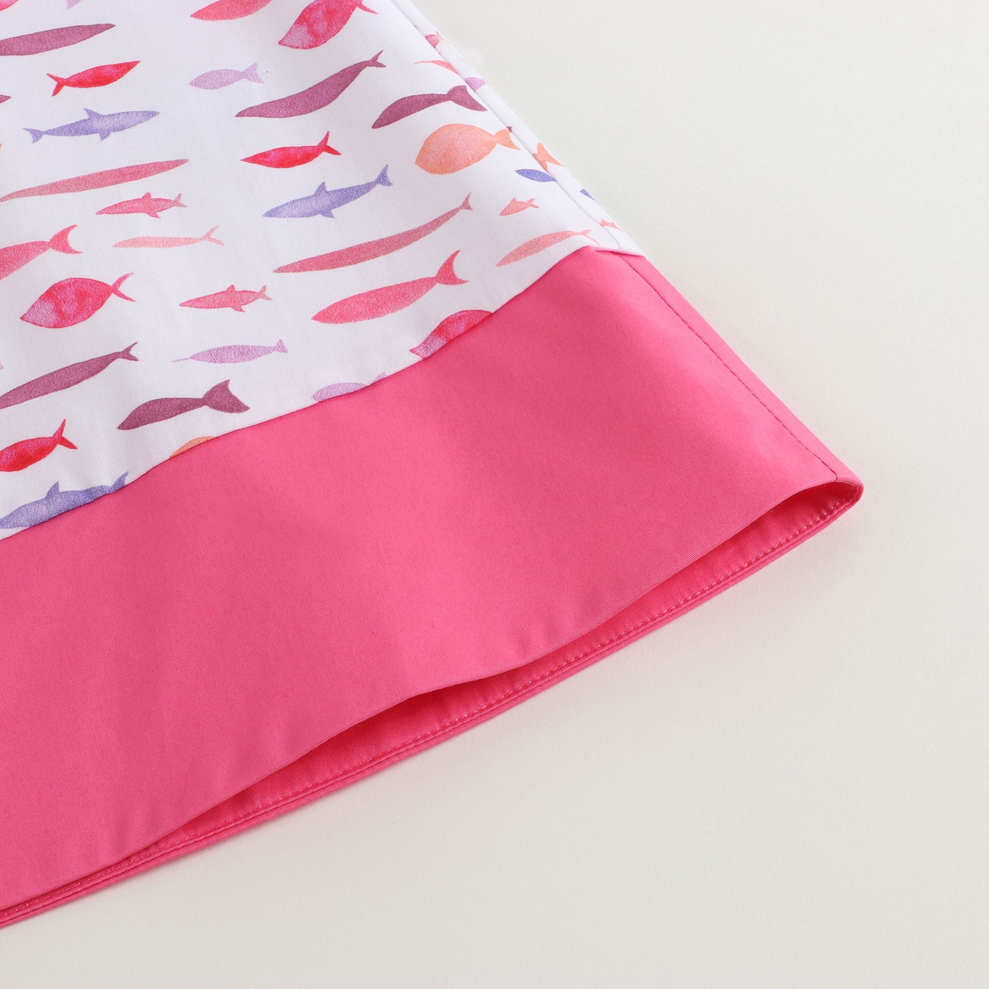 Girls Pink Printed Cotton Dress