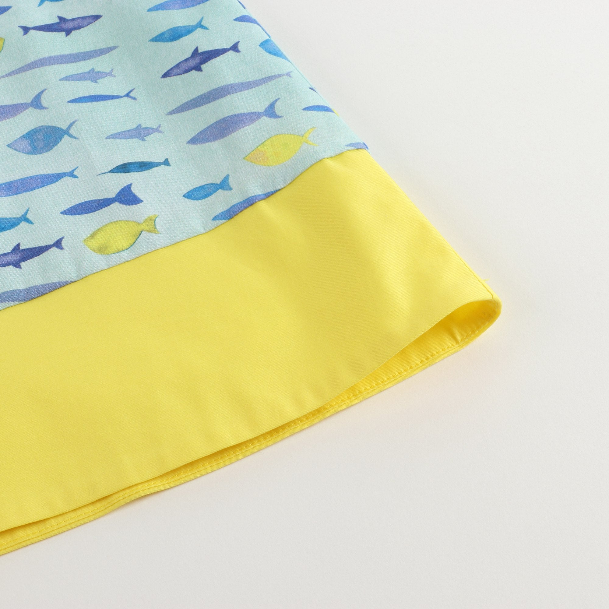 Girls Green & Yellow Printed Cotton Dress