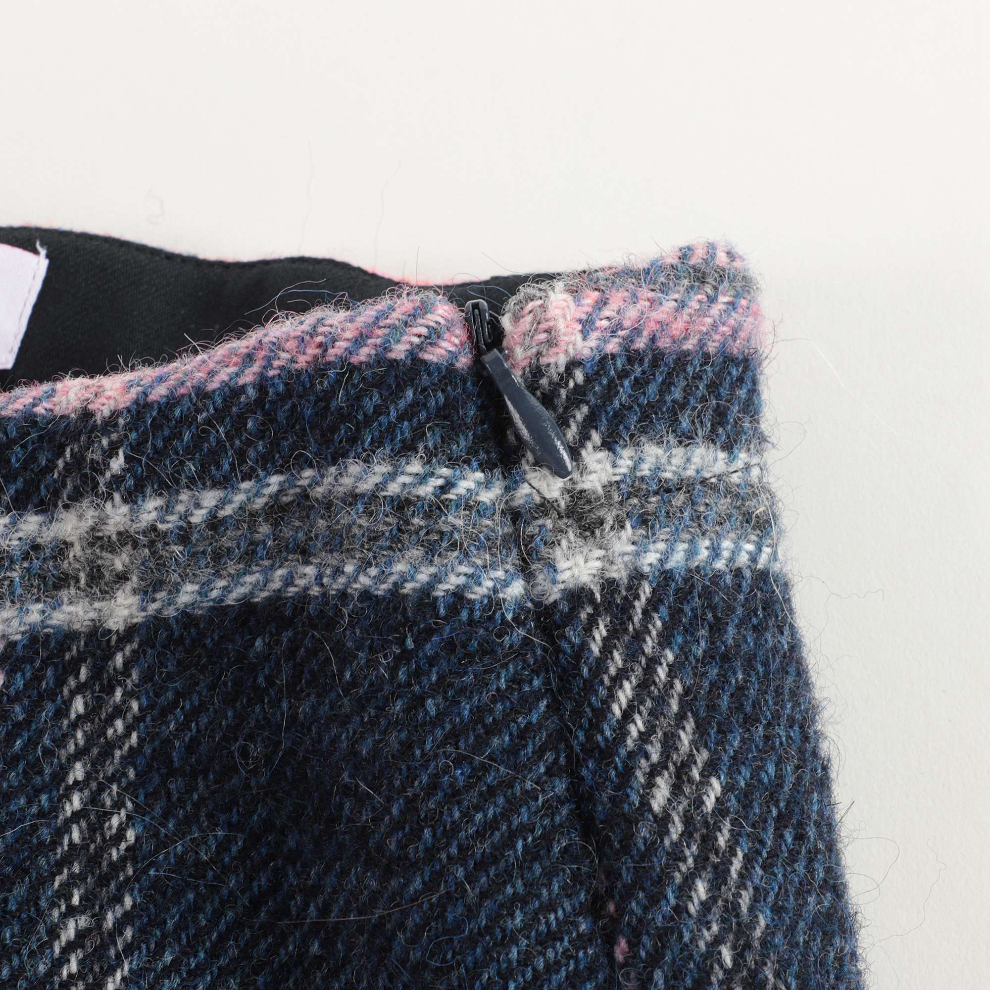 Girls Blue Check Wool Skirt