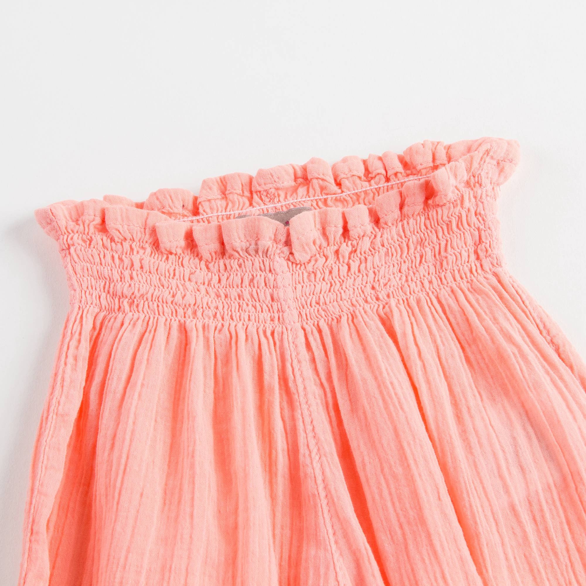 Girls Pink Cotton Waist Trousers With Frilly Cuffs