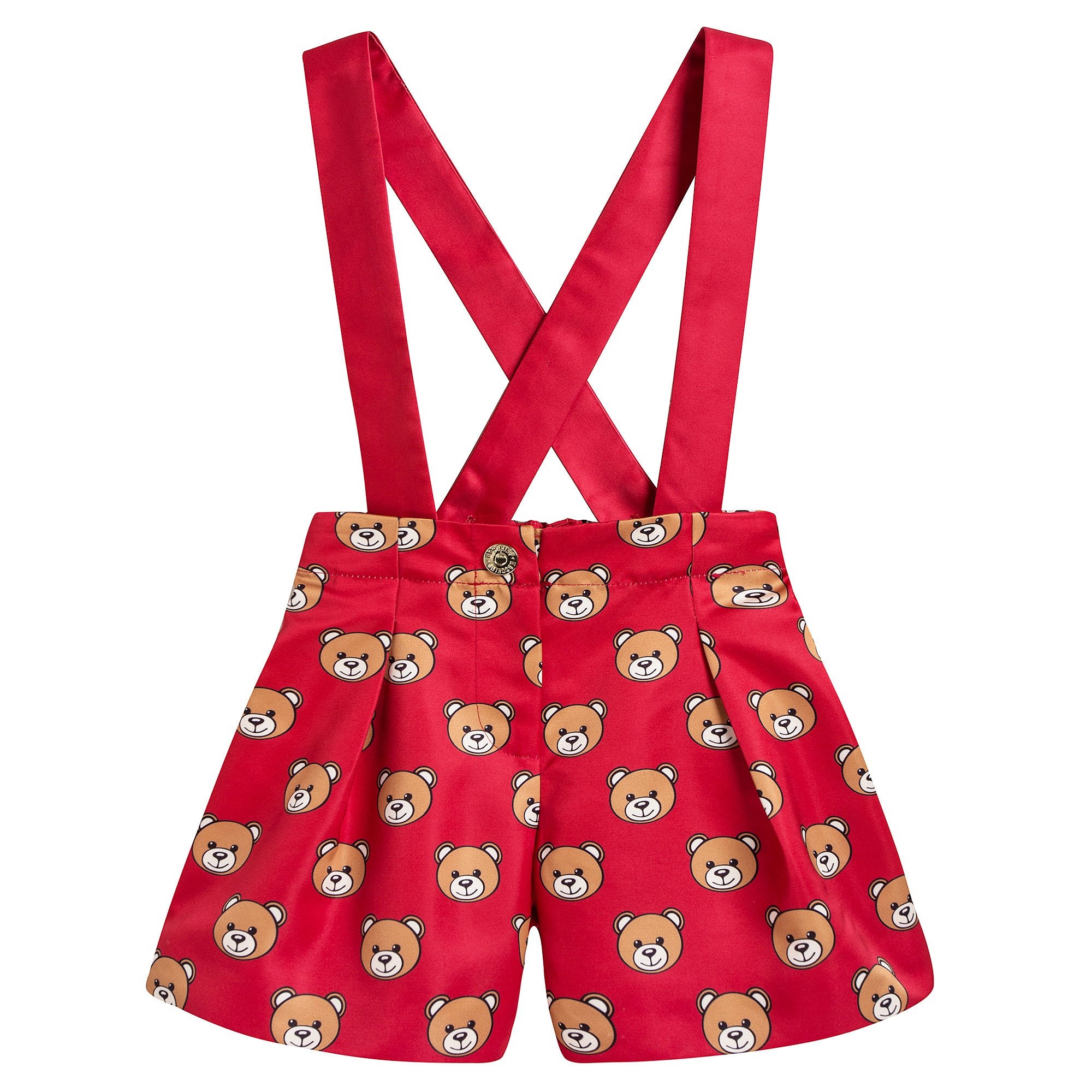 Girls Red Teddy Printed Shorts