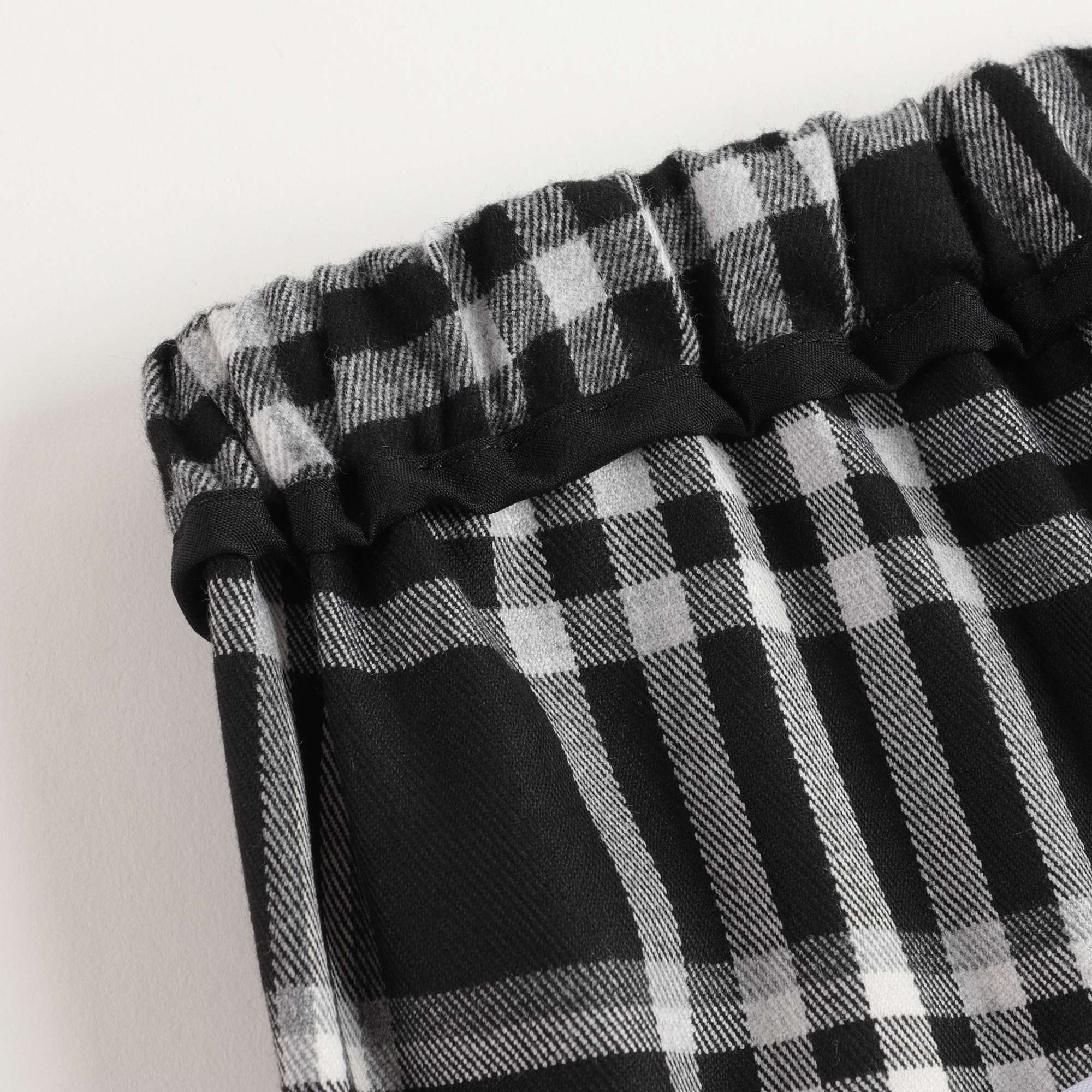 Girls Black Check Straight Trousers