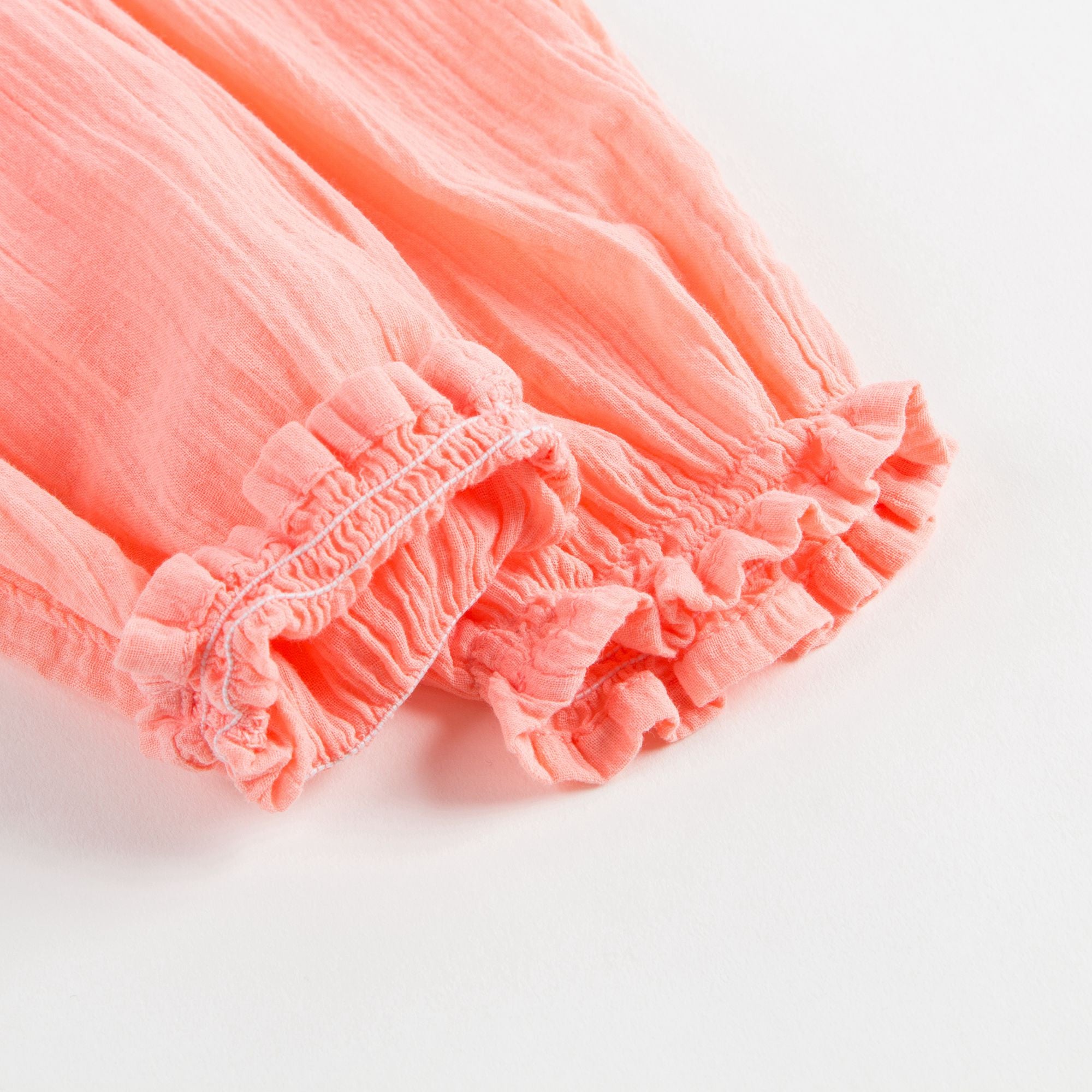 Girls Pink Cotton Waist Trousers With Frilly Cuffs