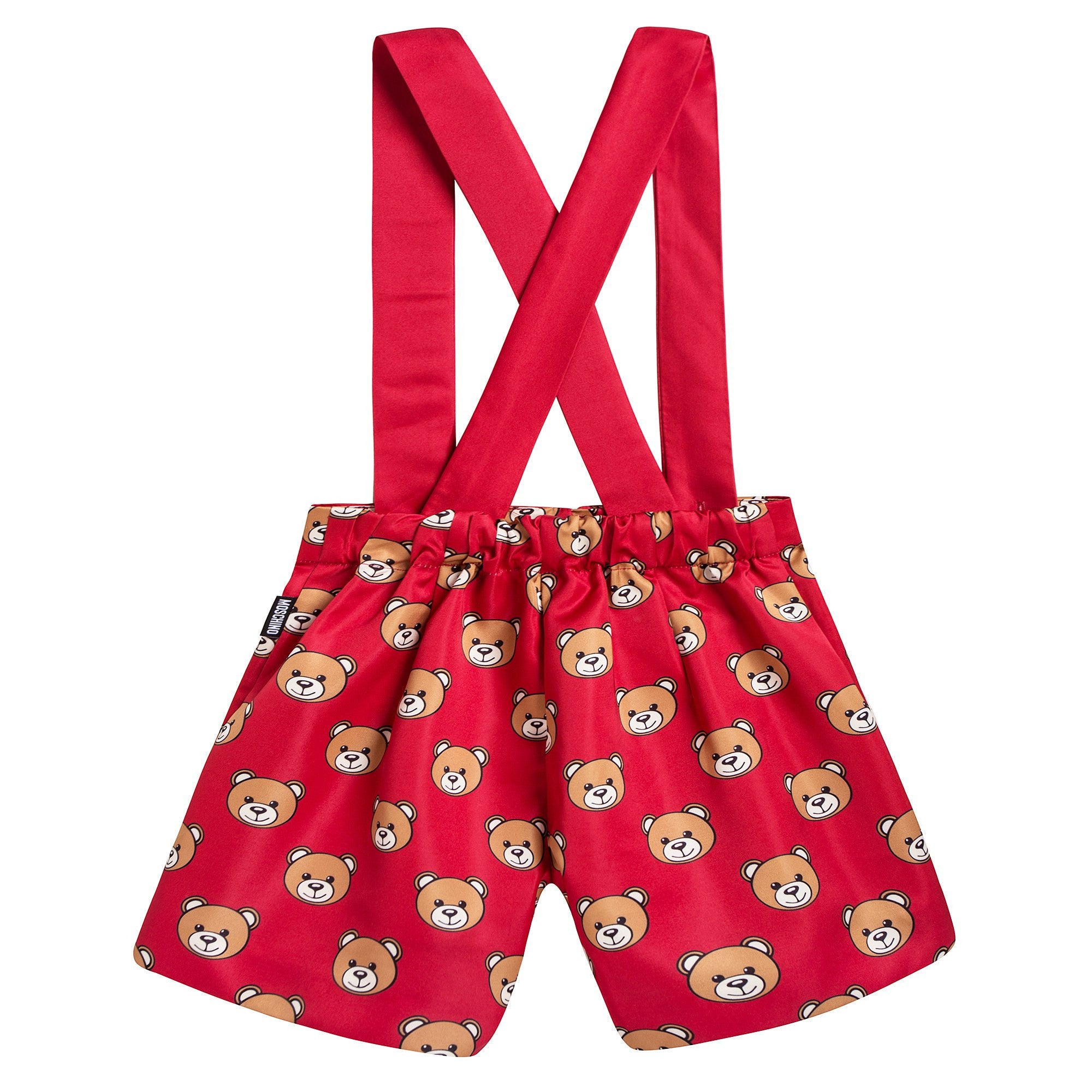 Girls Red Teddy Printed Shorts
