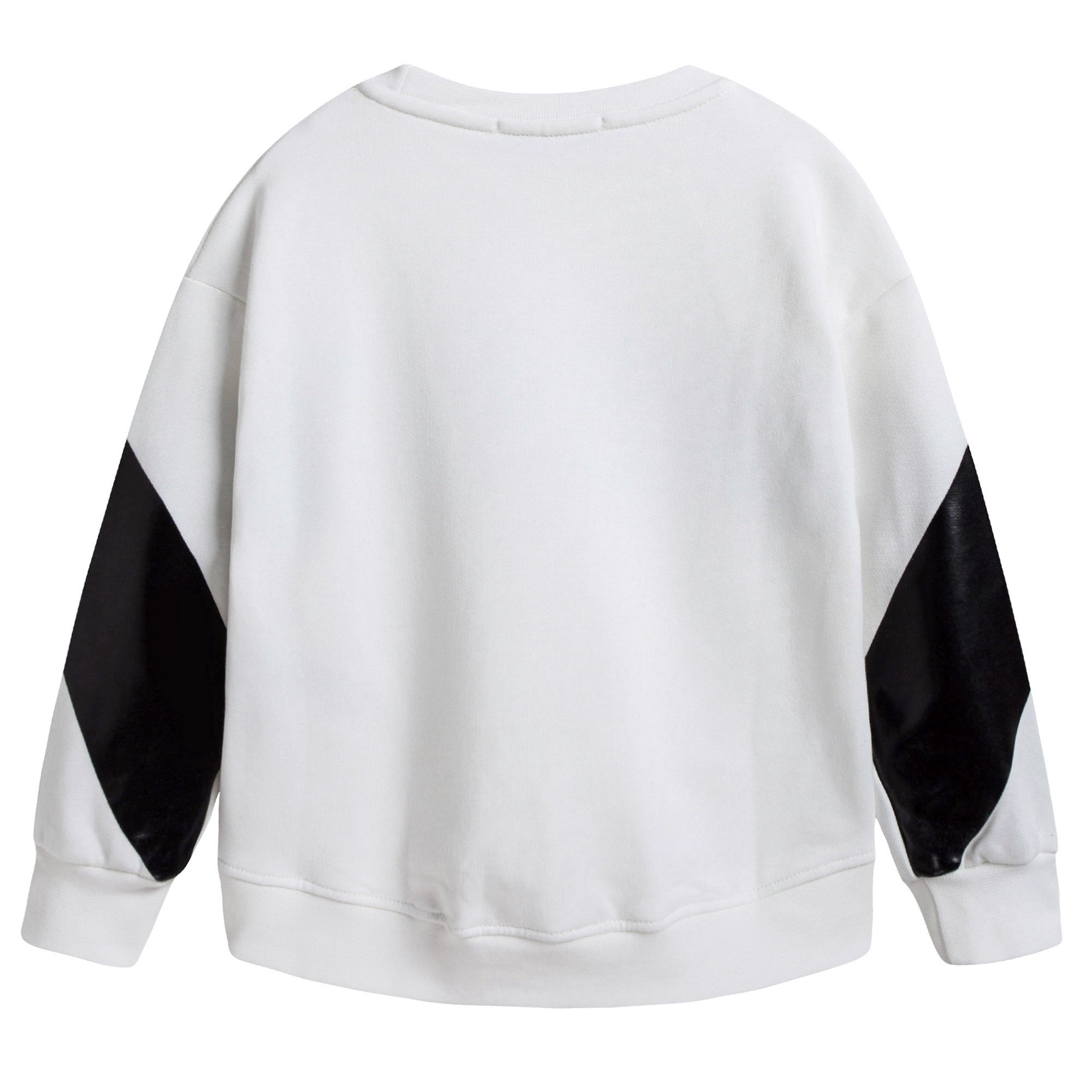 Girls White Cotton Sweatshirt With Black Logo