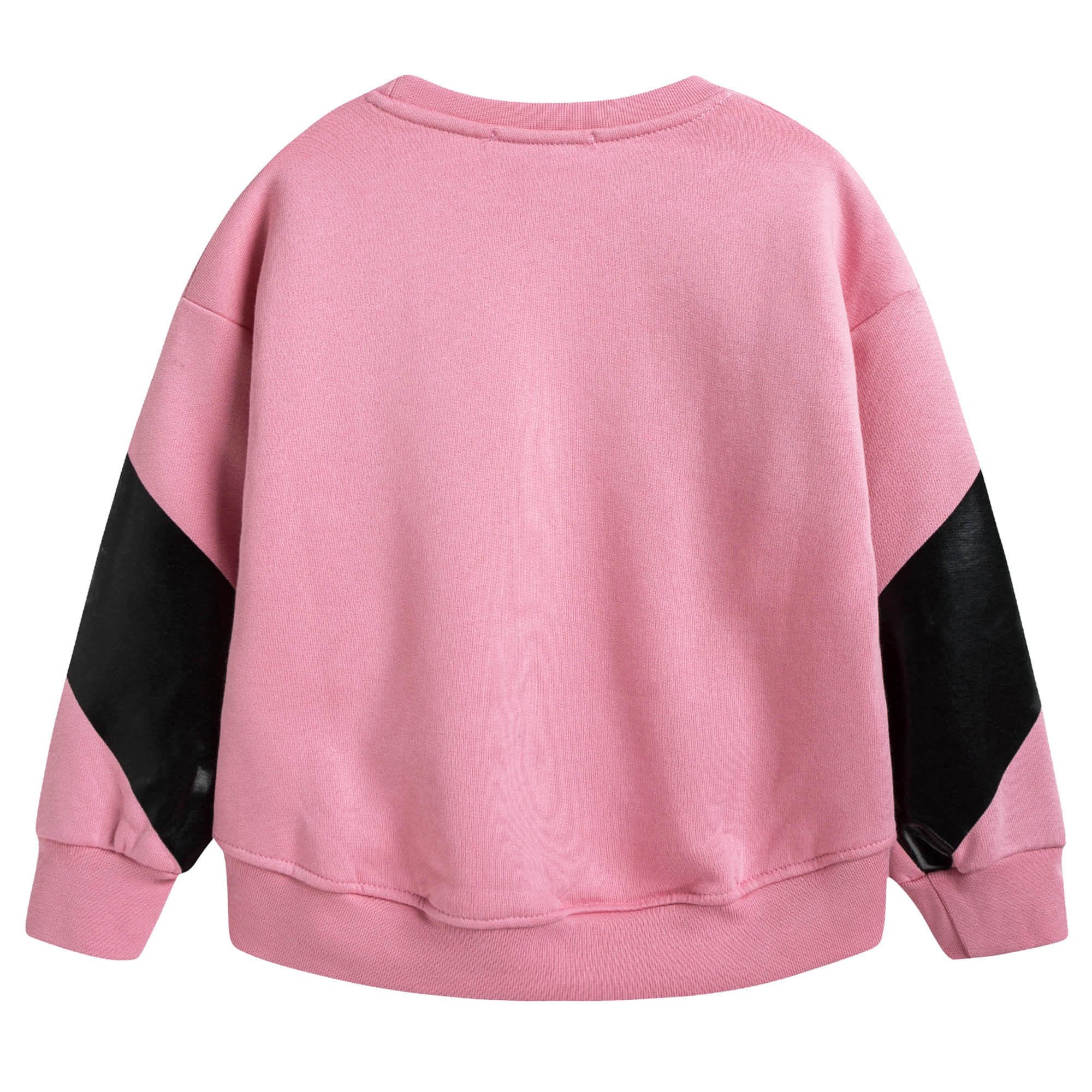 Girls Pink Cotton Sweatshirt With Black Logo