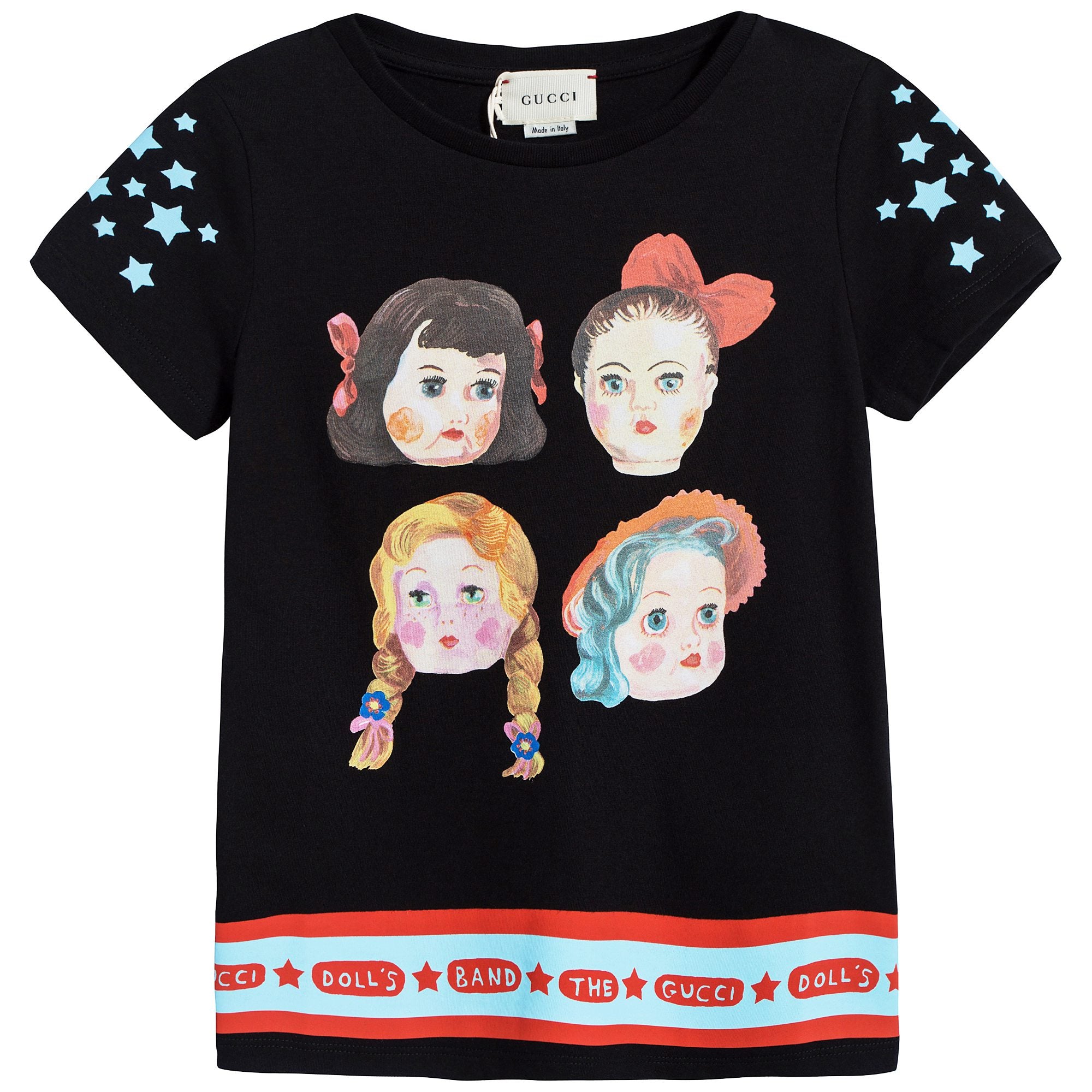Girls Black Cotton T-shirt