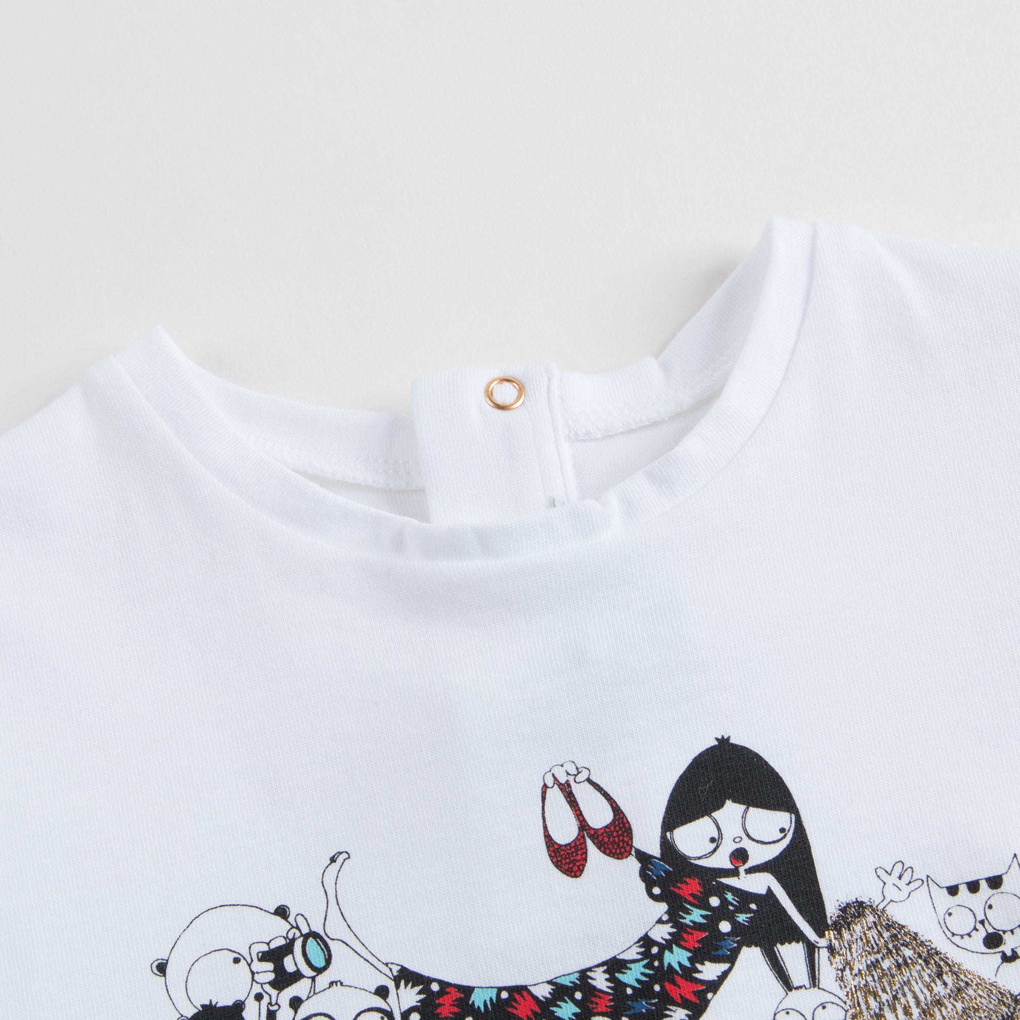 Baby Girls White Cotton Modal T-shirt