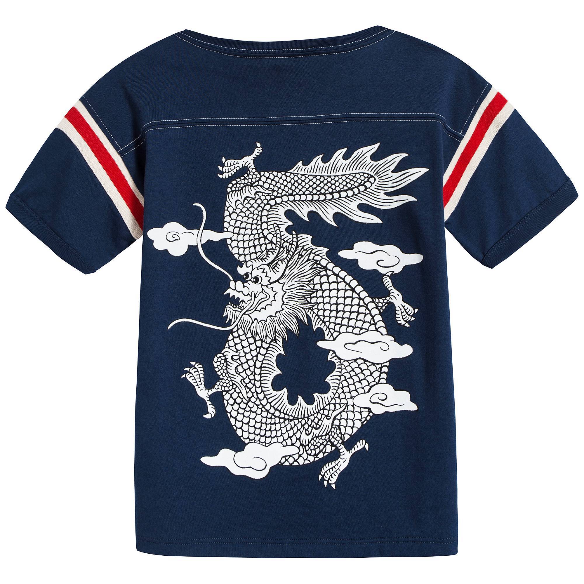 Boys Prussian Blue & White Cotton T-shirt