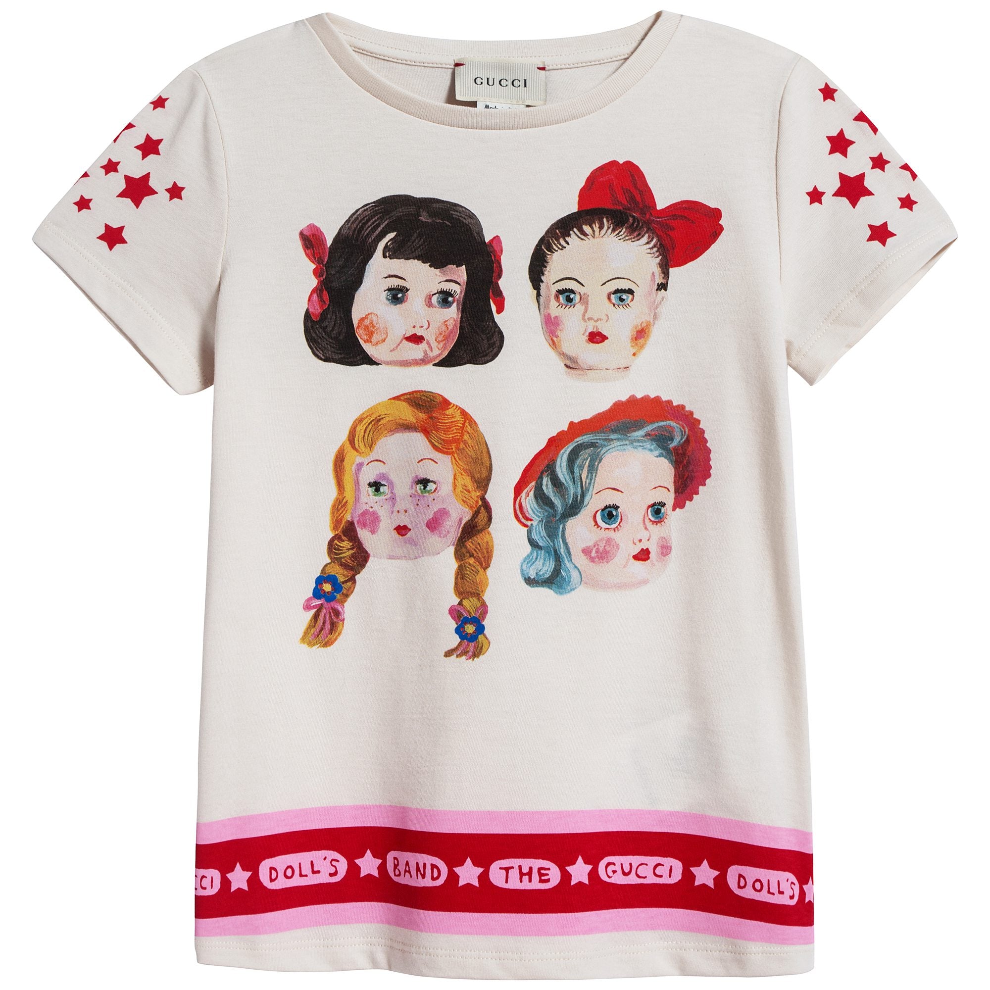 Girls Beige Printed Cotton T-shirt