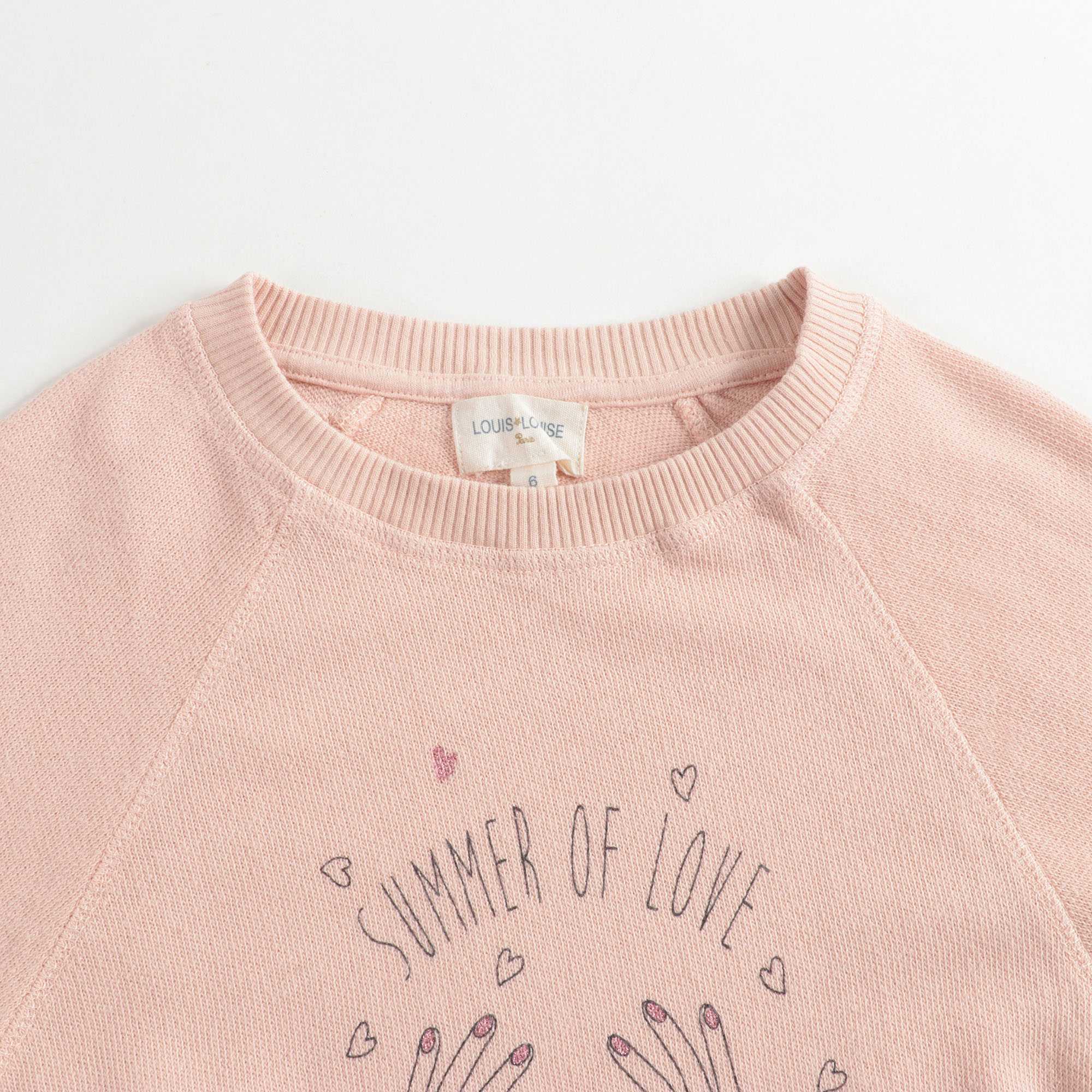 Girls Light Pink Printing Cotton Sweatshirt