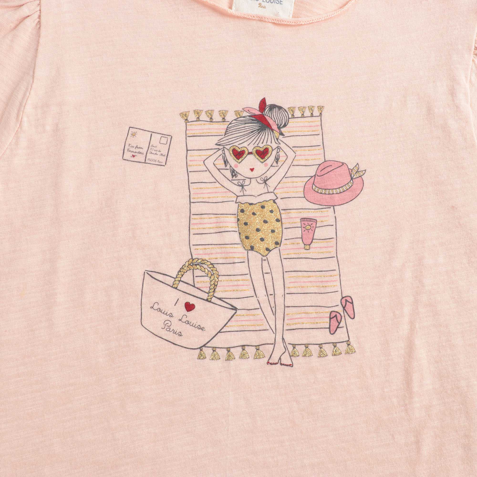 Girls Light Pink Printing Cotton T-shirt