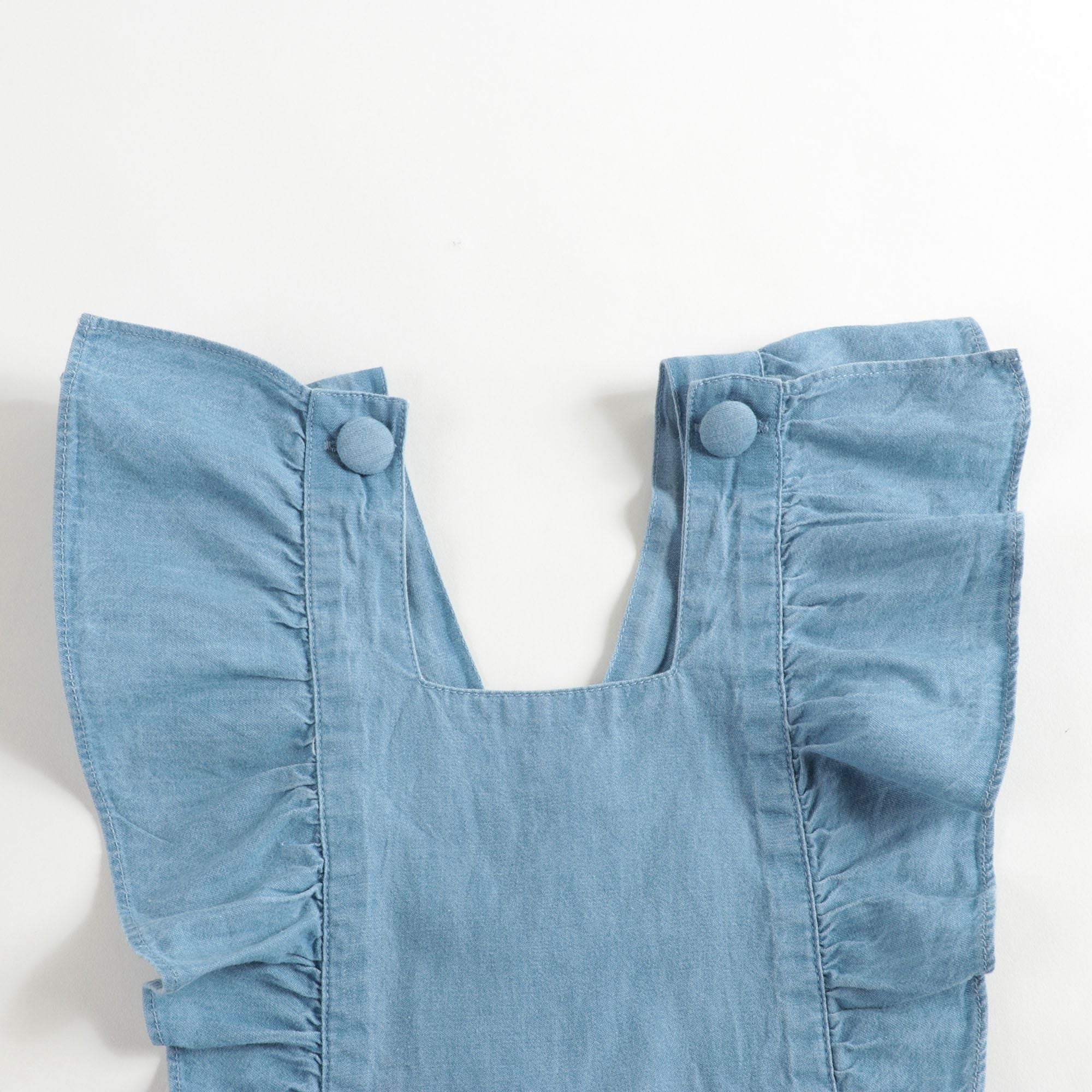 Girls Blue Cotton Strap Shorts