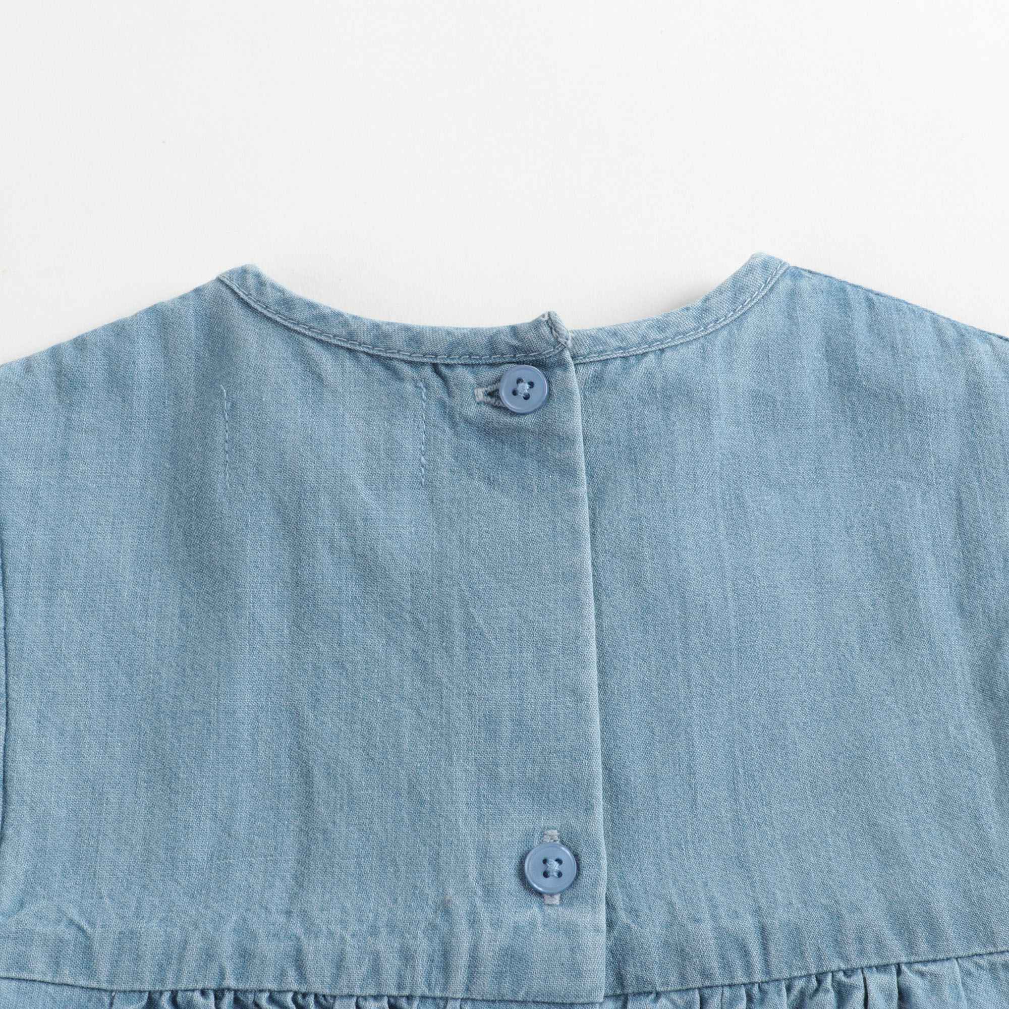 Baby Girls Blue Embroidered Cotton Dress