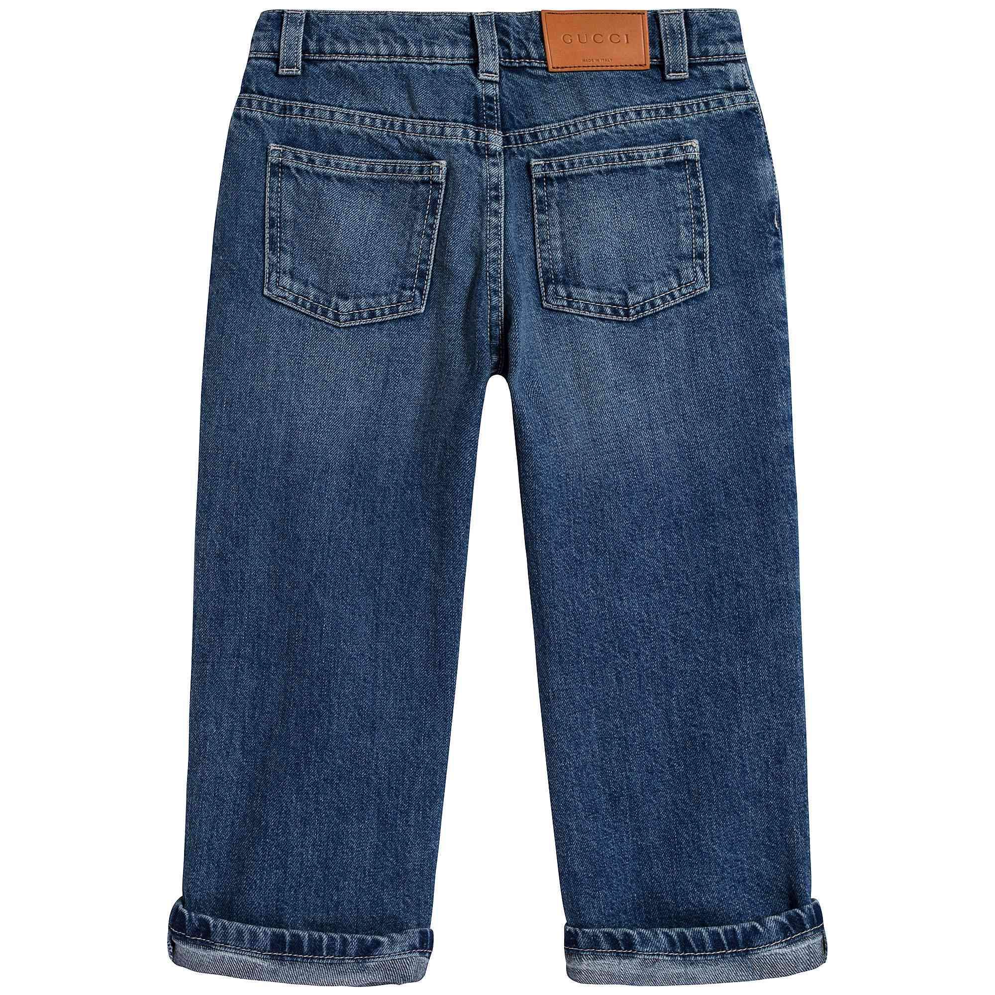 Girls Denim Blue Cotton Trousers