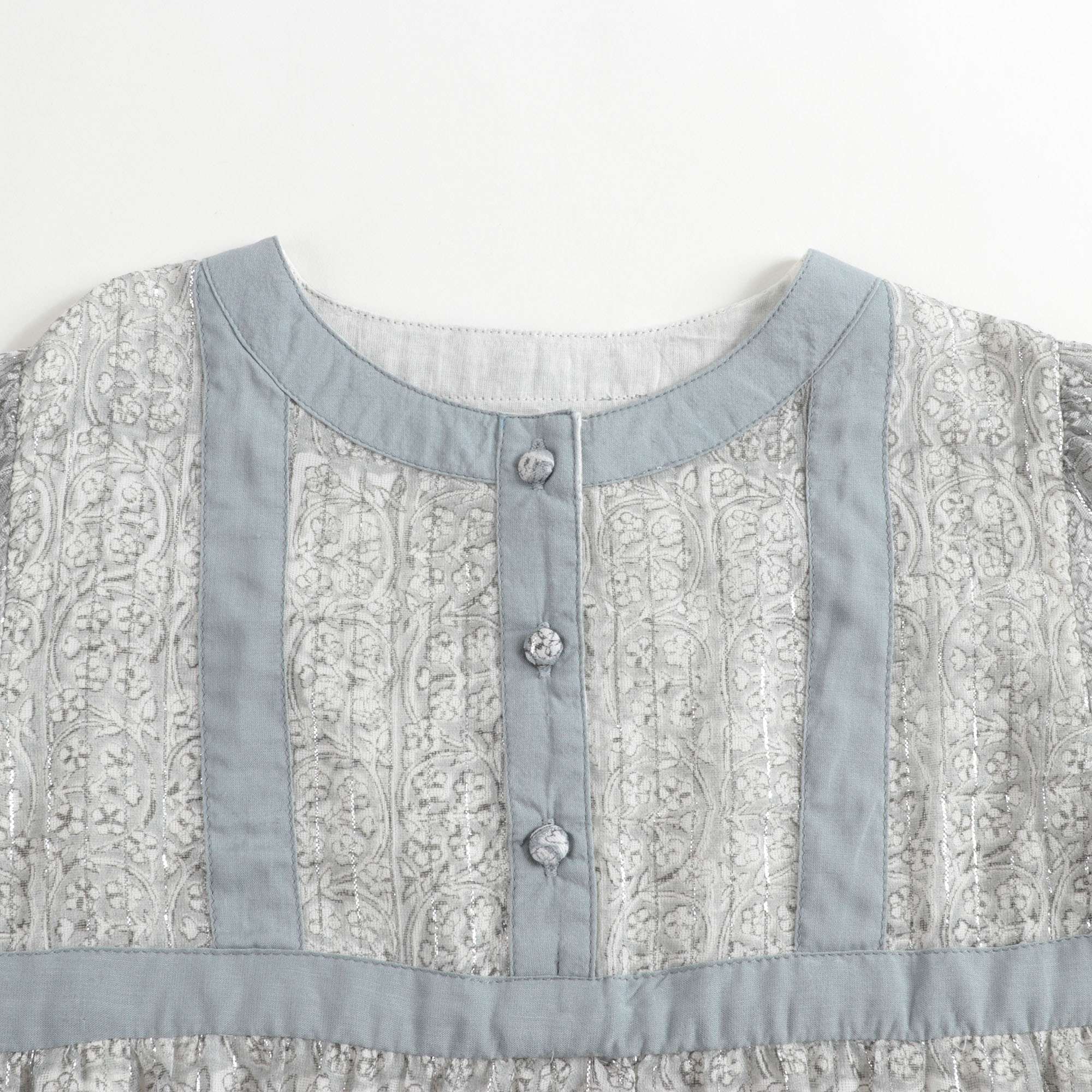 Girls Light Blue Printed Cotton Dress