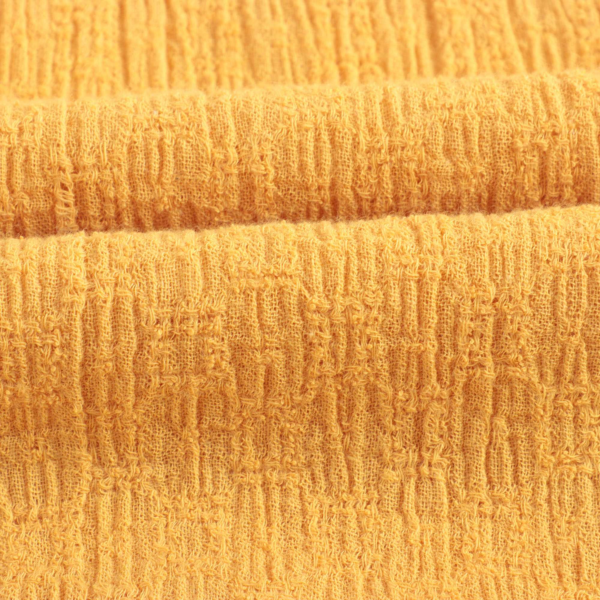 Girls Yellow Embroidered Cotton Dress