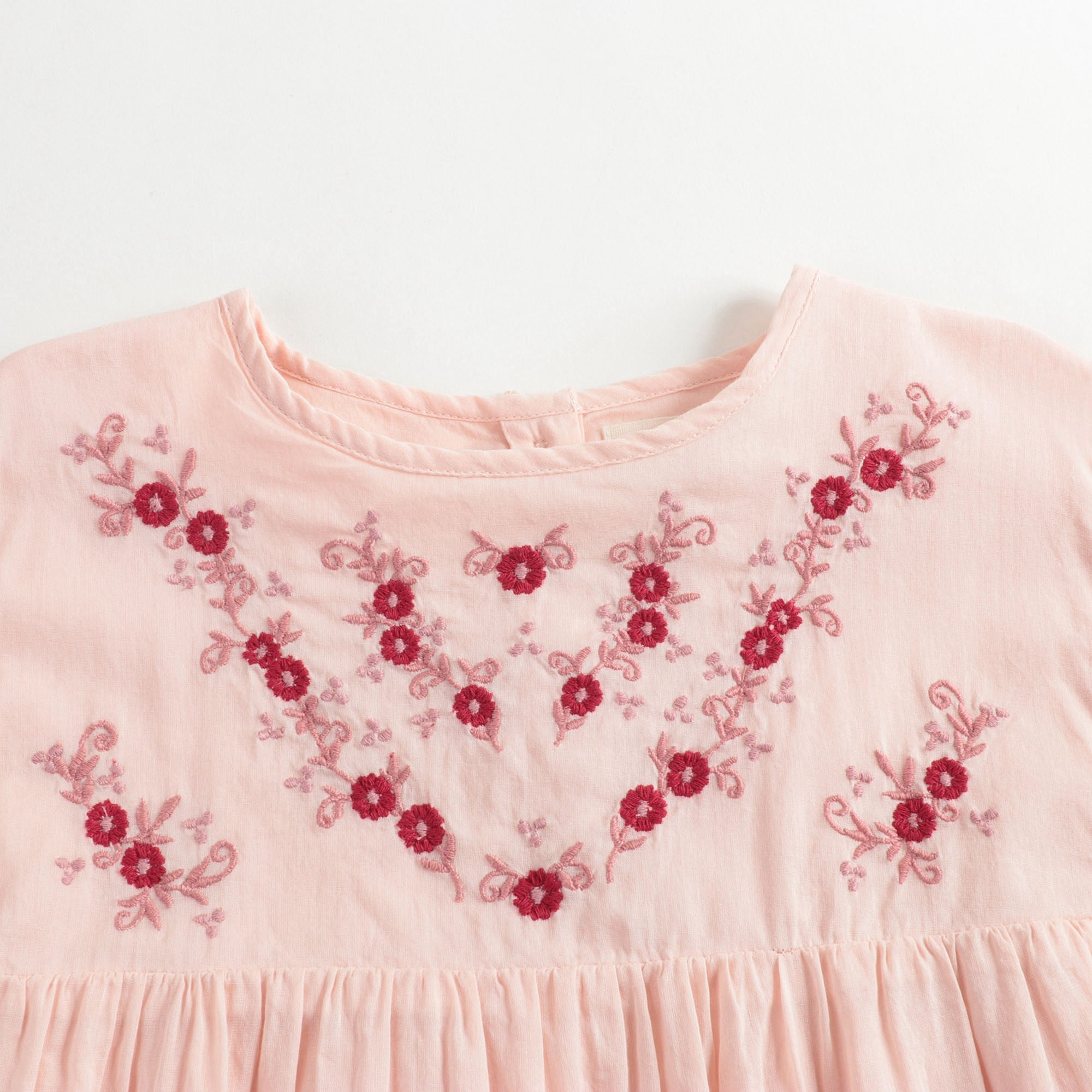 Girls Pink Embroidered Cotton Dress