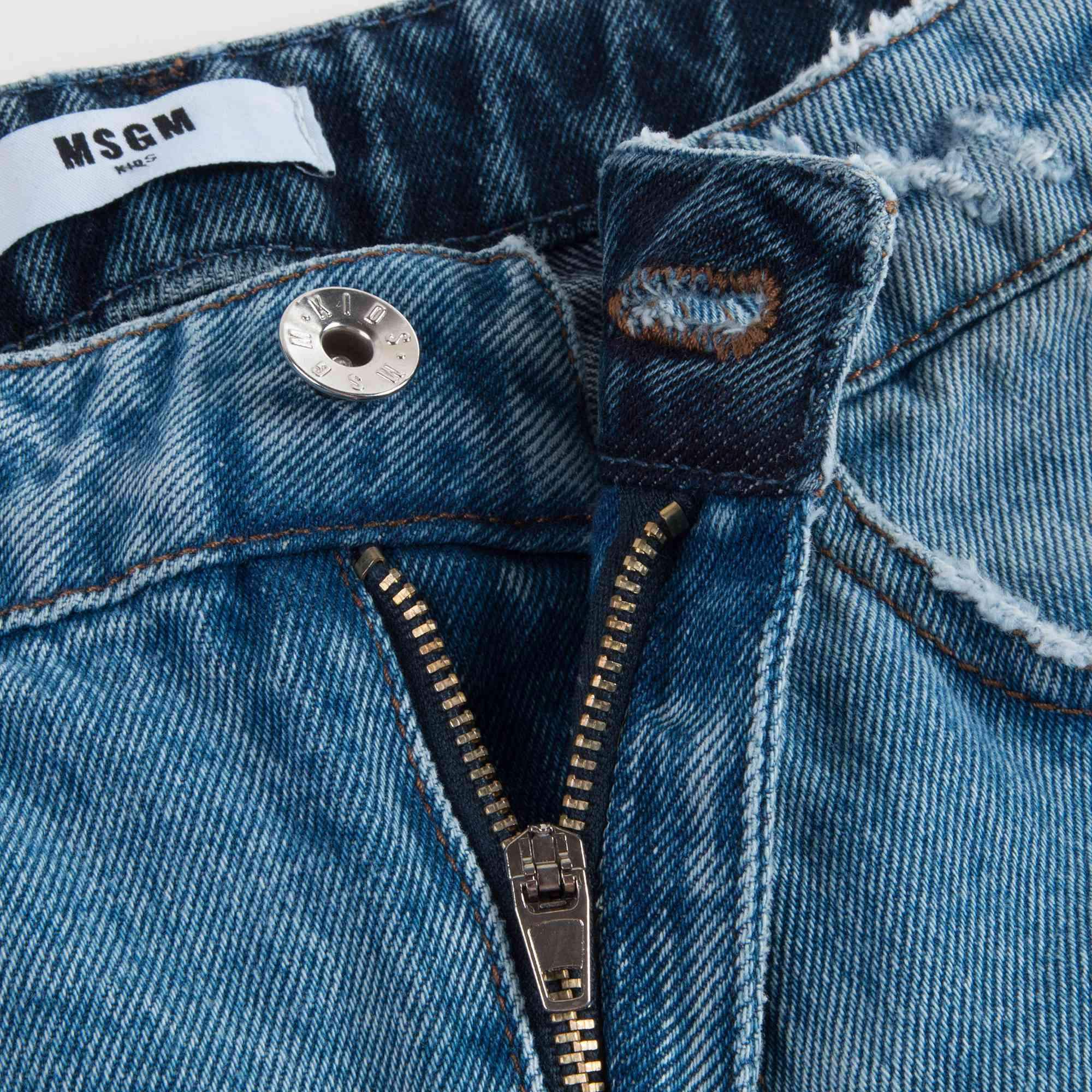 Girls Denim Blue Cotton Trousers