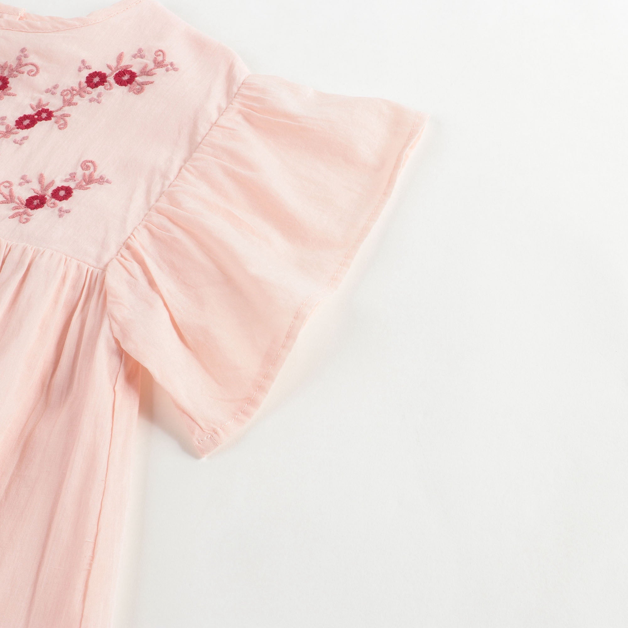 Girls Pink Embroidered Cotton Dress