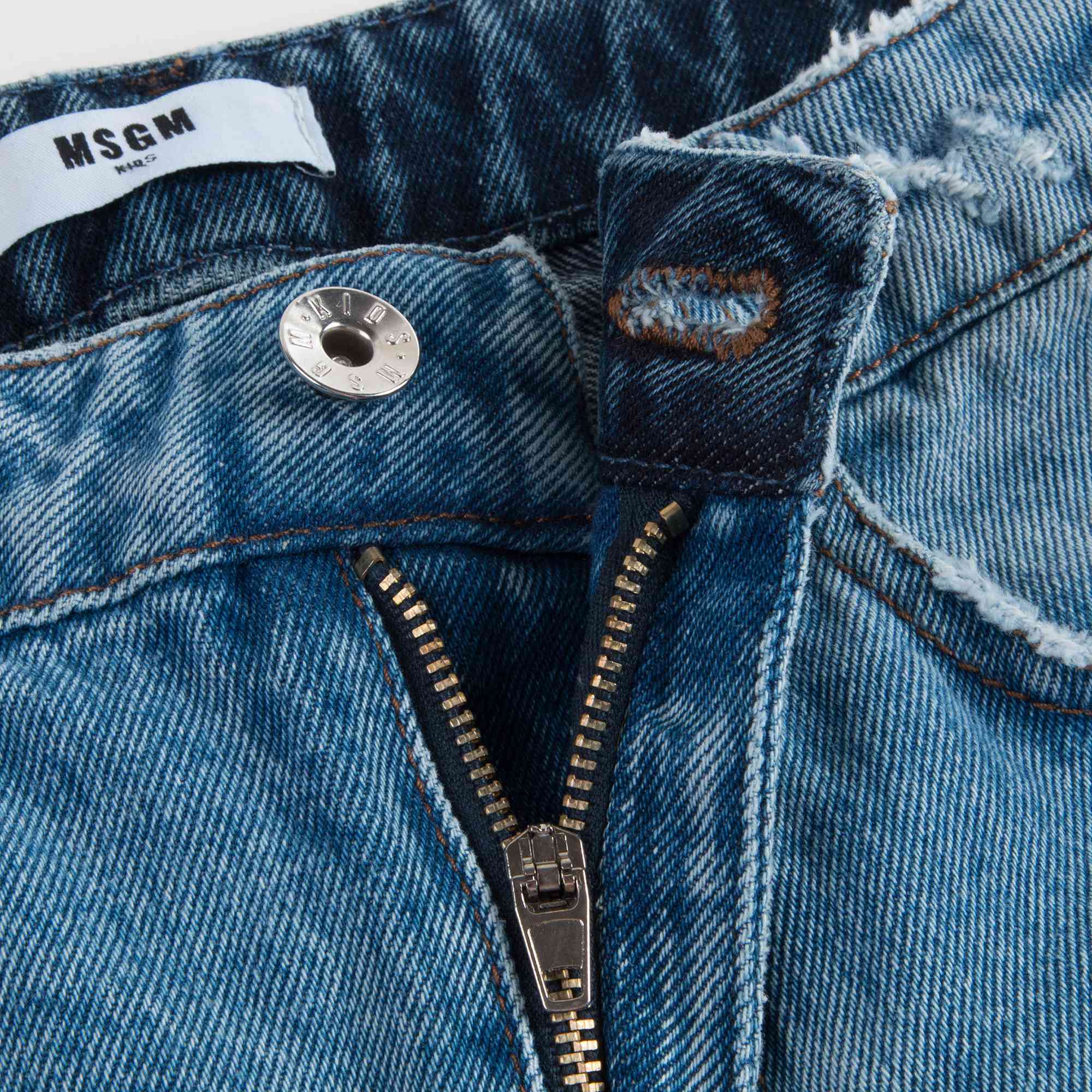 Girls Denim Blue Cotton Trousers