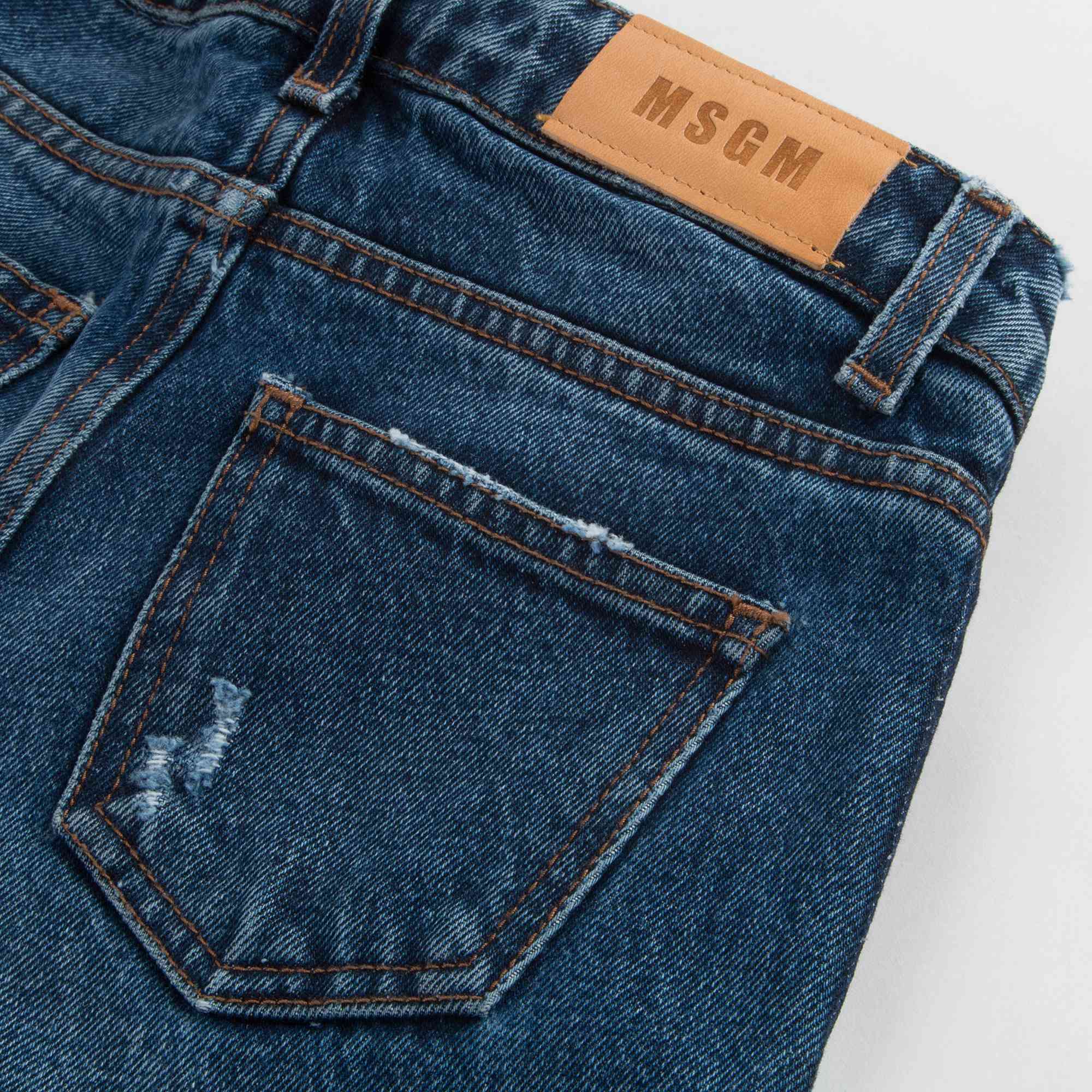 Girls Denim Blue Cotton Trousers