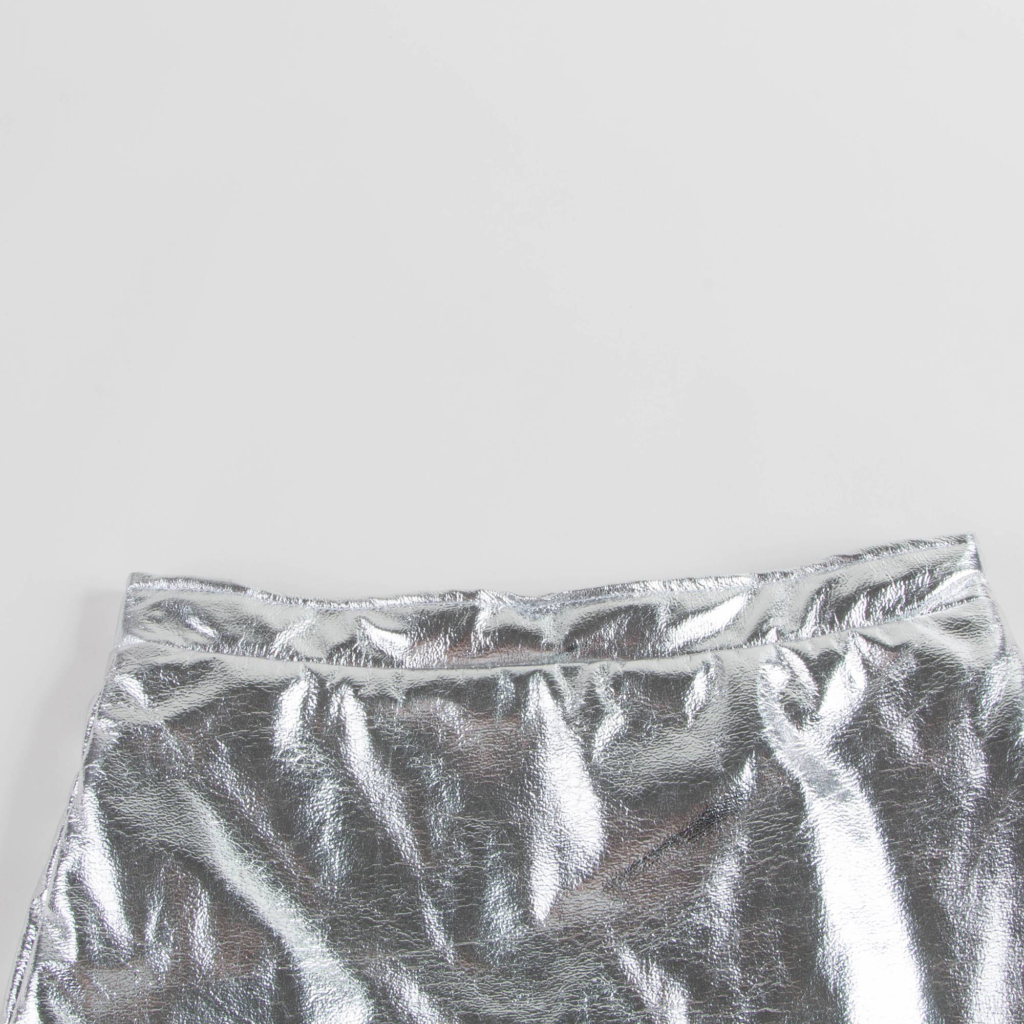 Girls Silver Eco Leather Skirt