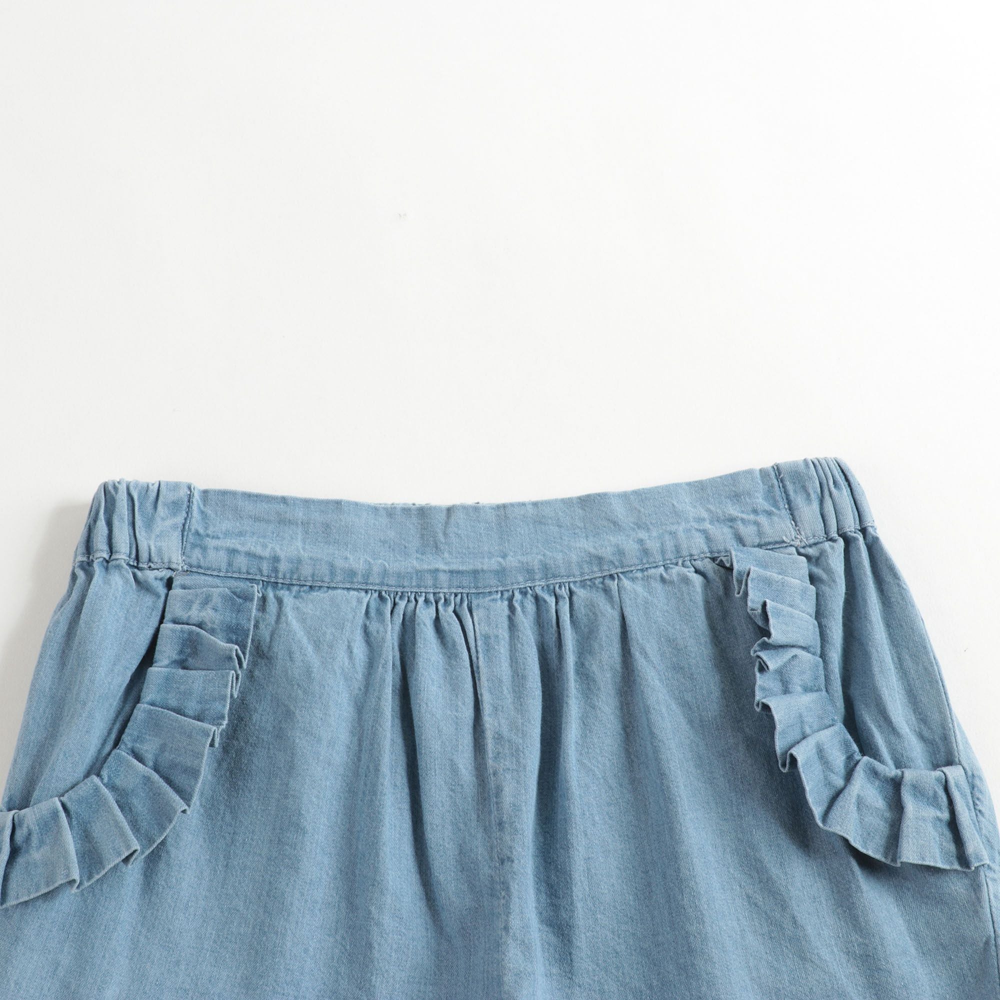 Girls Light Blue frills Cotton Shorts