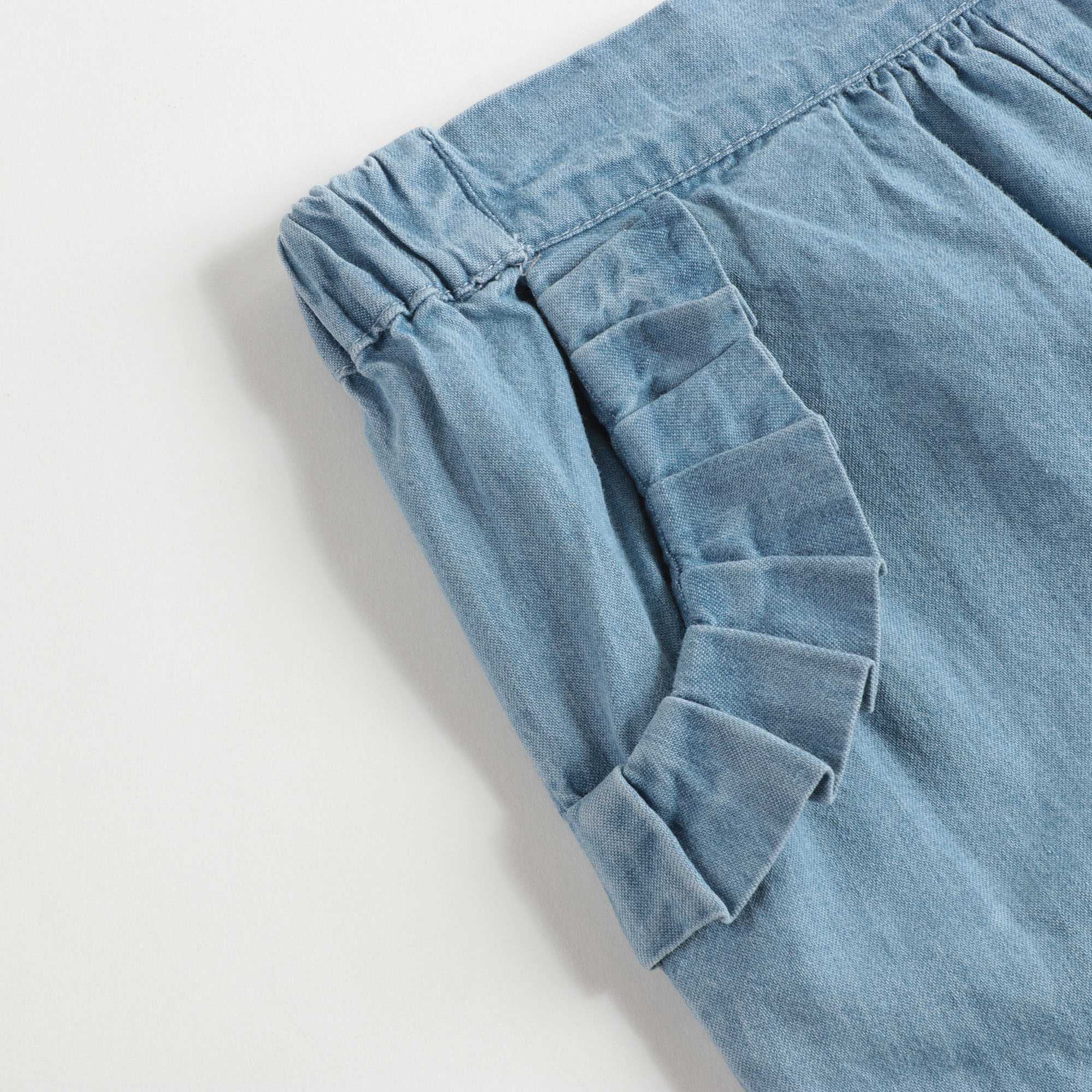 Girls Light Blue frills Cotton Shorts