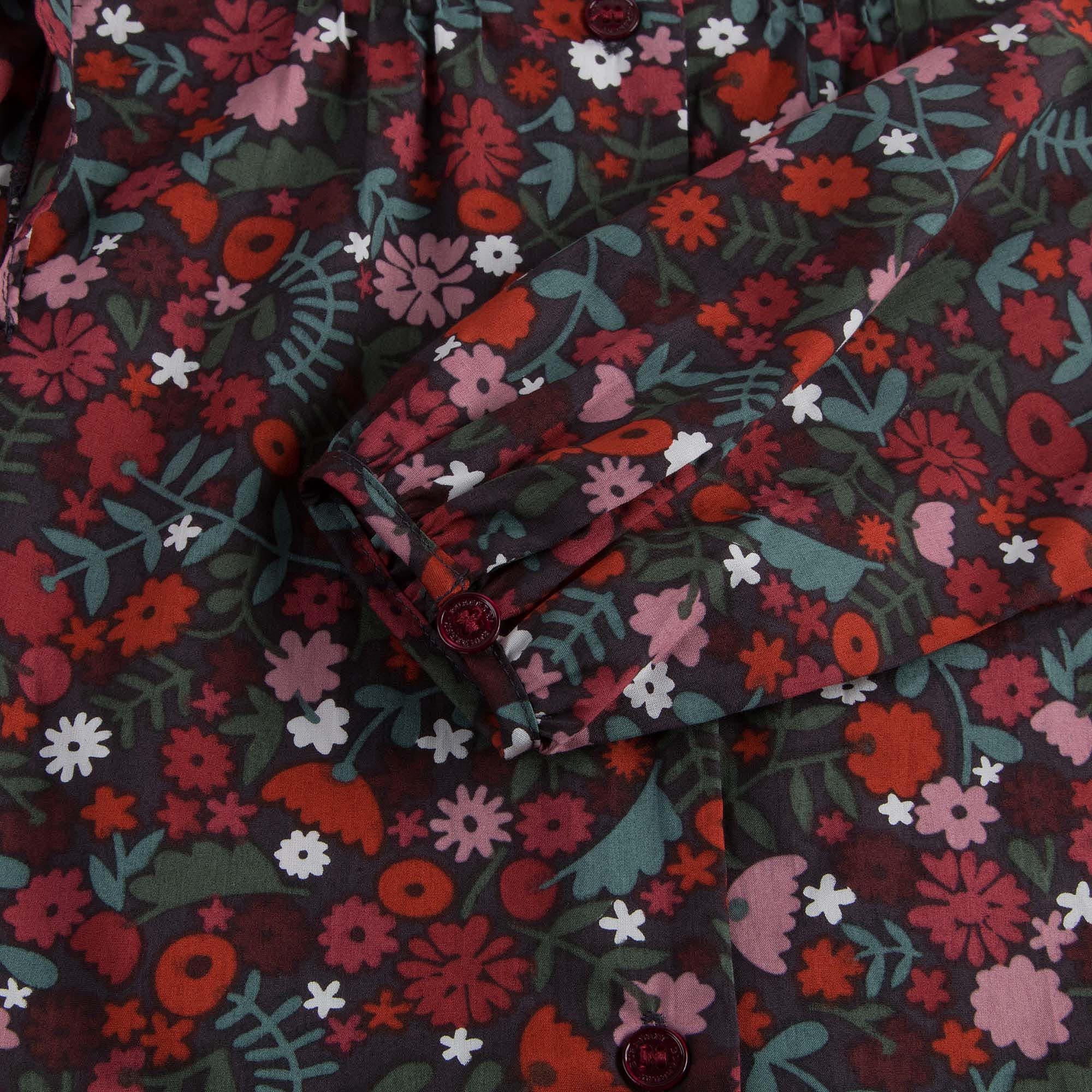 Girls Antique Red Floral Printed Trims Blouse - CÉMAROSE | Children's Fashion Store - 4
