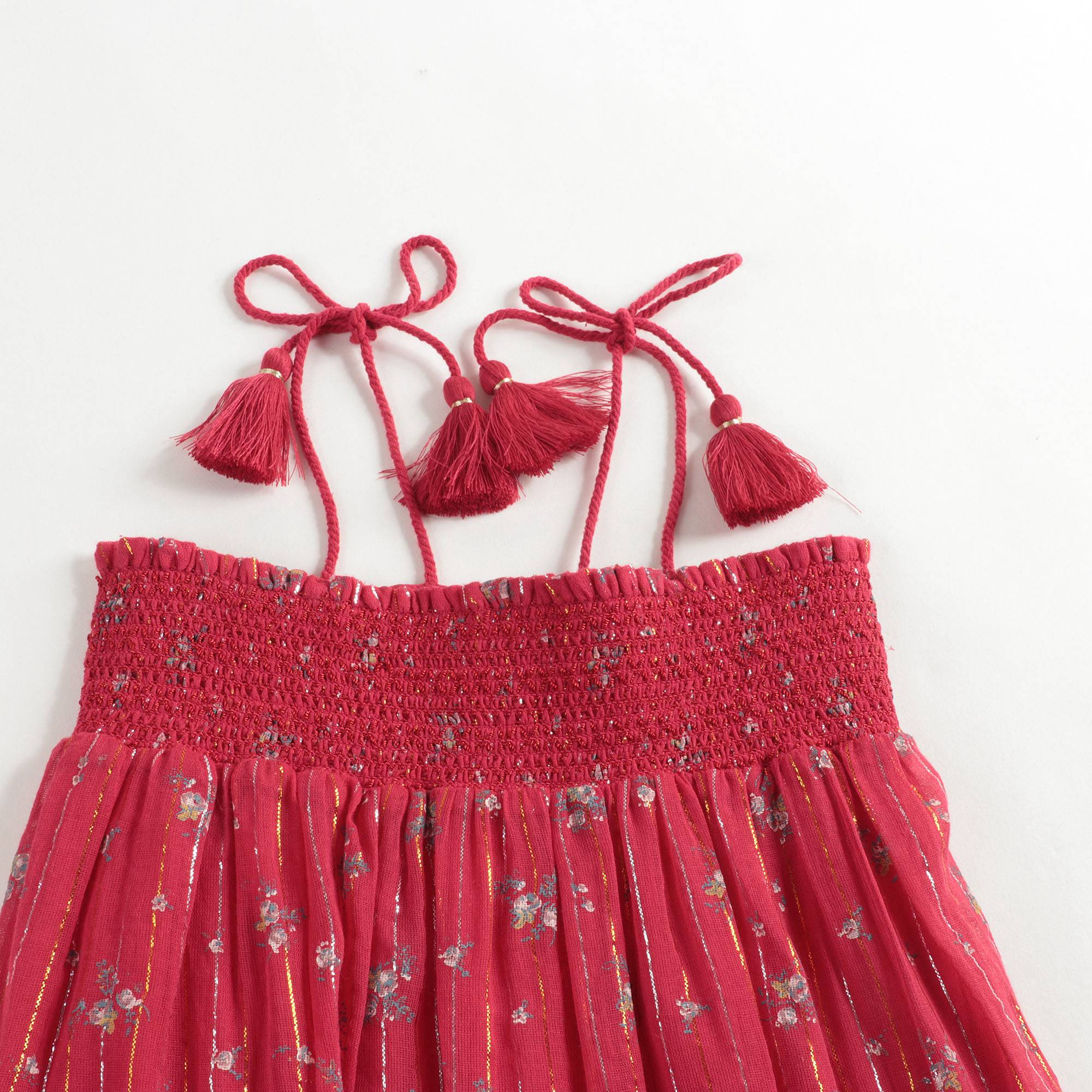 Girls Red Printing Cotton Dress