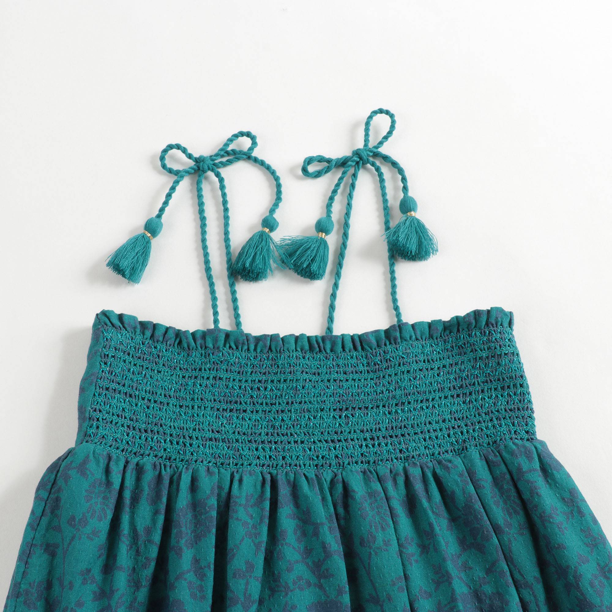 Girls Green Printing Cotton Dress