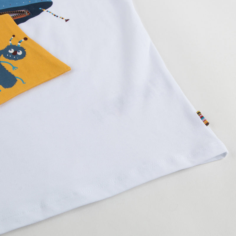Boys White Fancy Mushroom Printed Trims Cotton T-Shirt - CÉMAROSE | Children's Fashion Store - 6