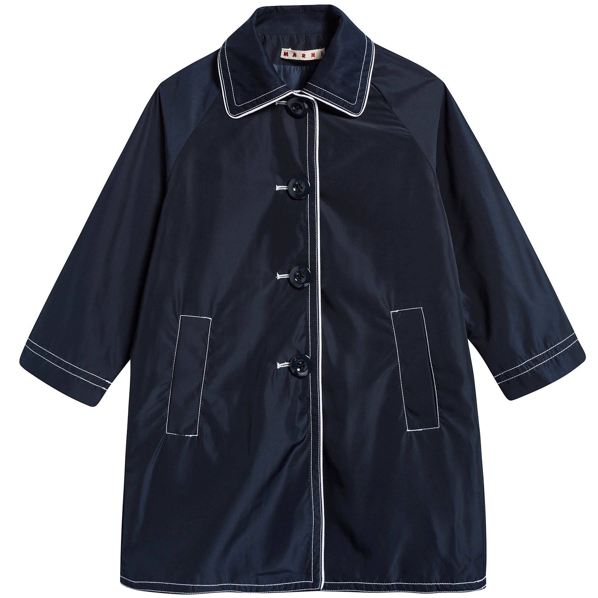 Girls Navy Blue Polyester & Cotton Jacket