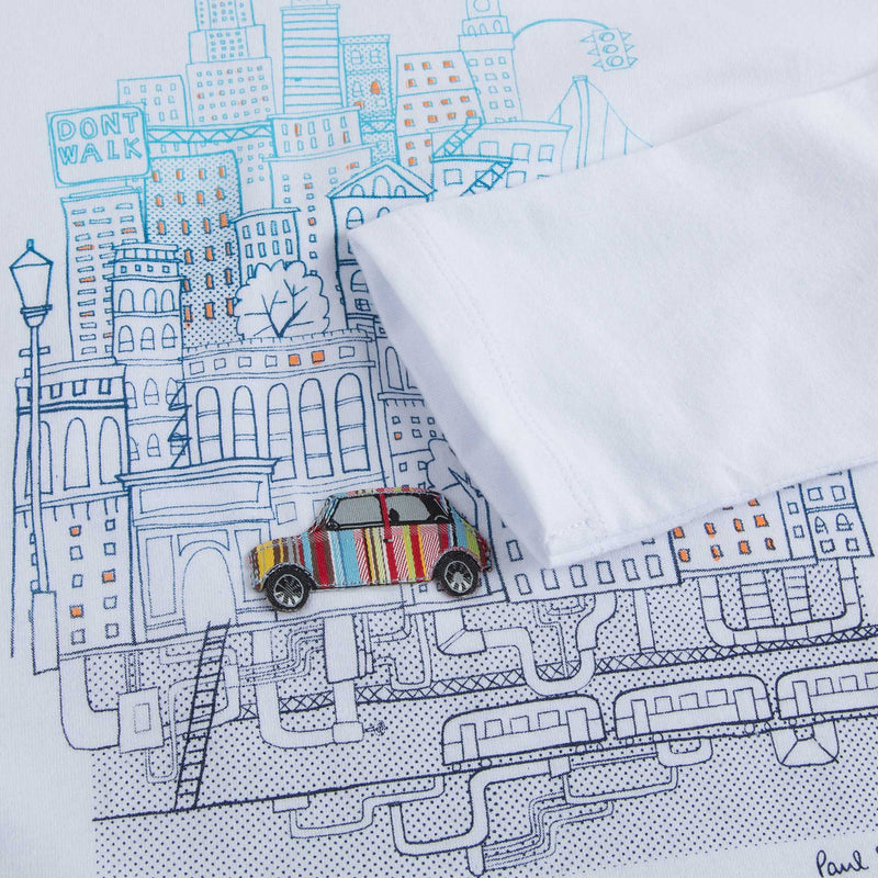 Boys White City Printed Trims Cotton T-Shirt - CÉMAROSE | Children's Fashion Store - 5