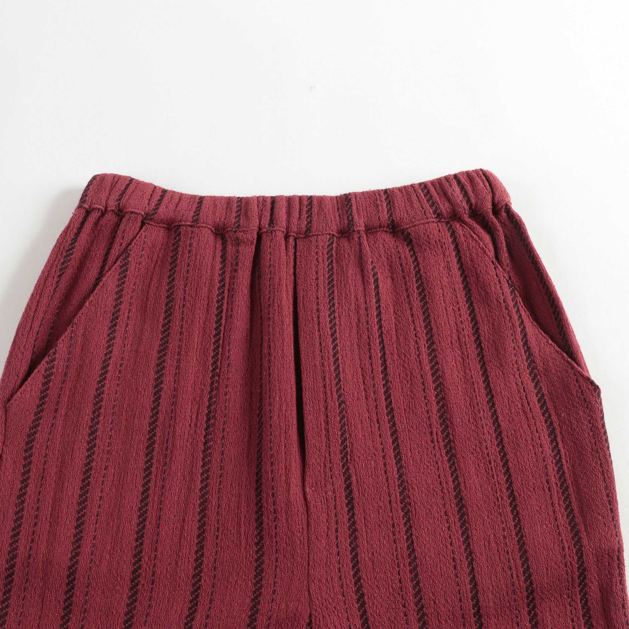 Girls Brick Red Stripe Cotton Trousers