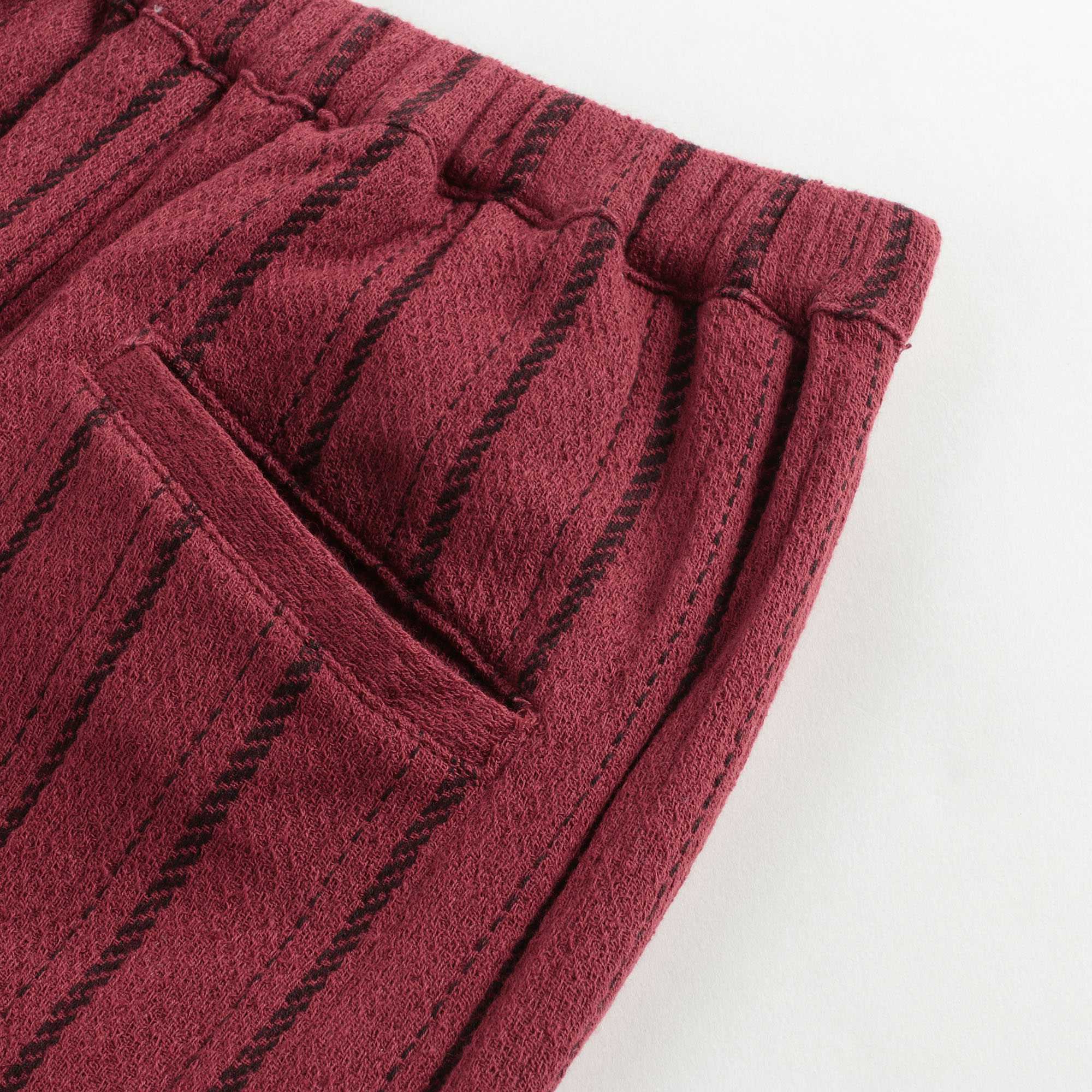 Girls Brick Red Stripe Cotton Trousers