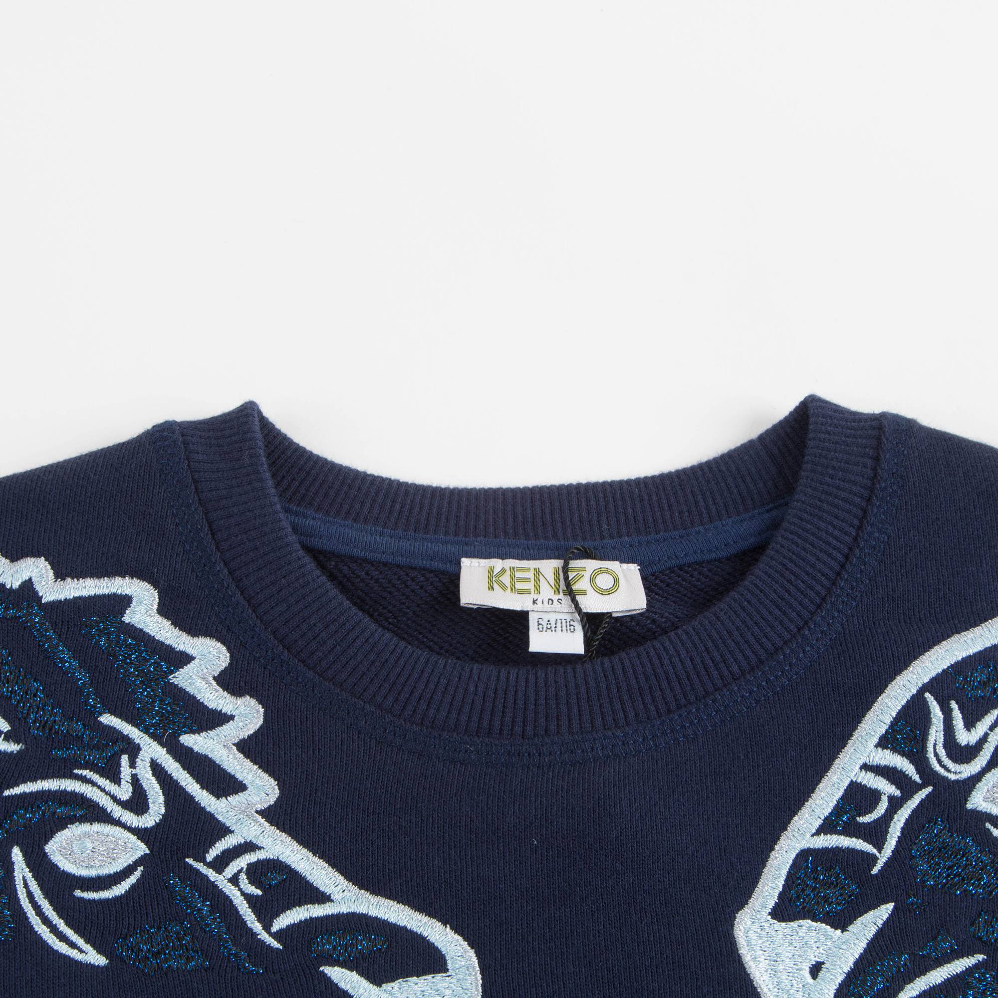 Girls Navy With Tiger Cotton Sweatshirt