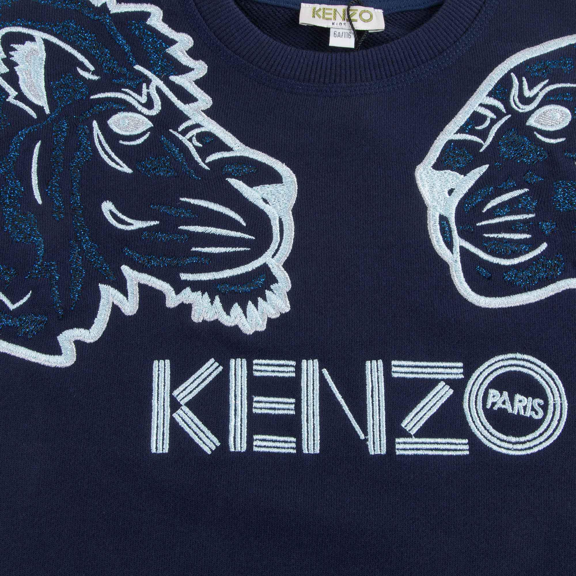 Girls Navy With Tiger Cotton Sweatshirt