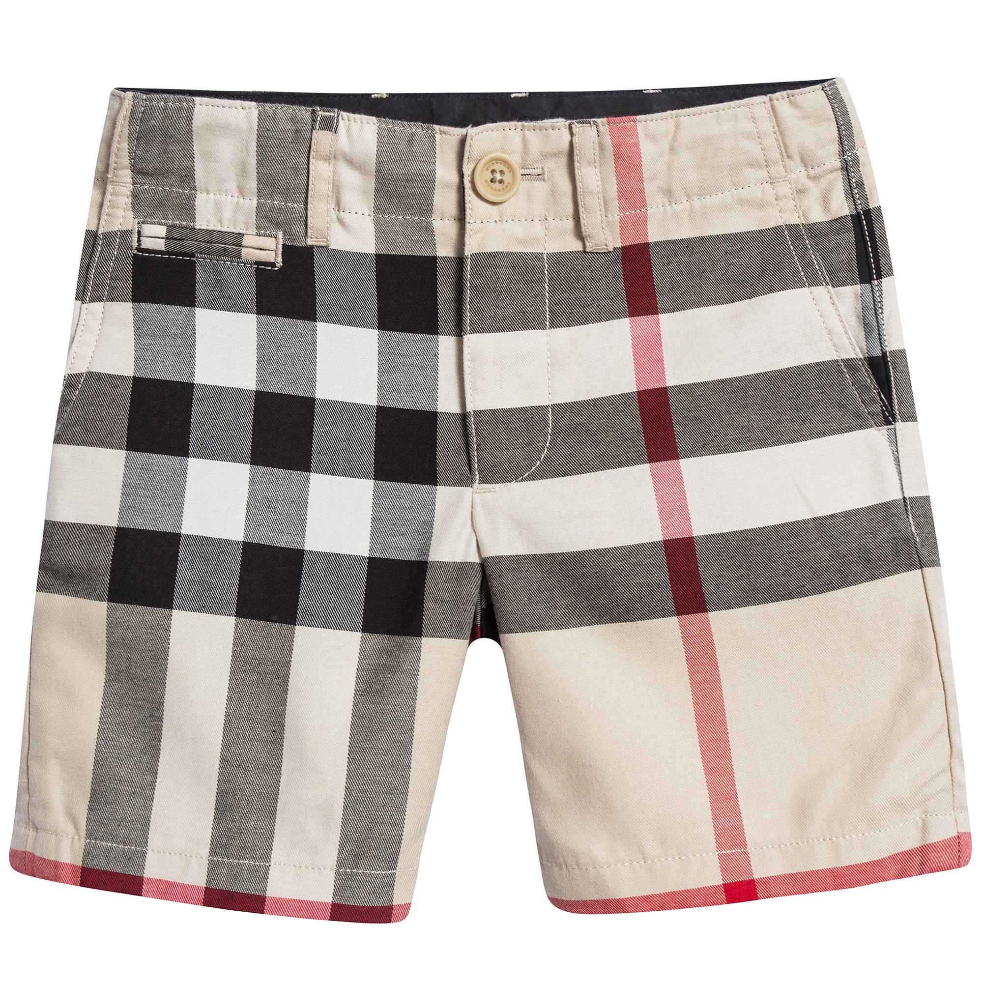 Baby Boys Beige Checked Cotton Shorts