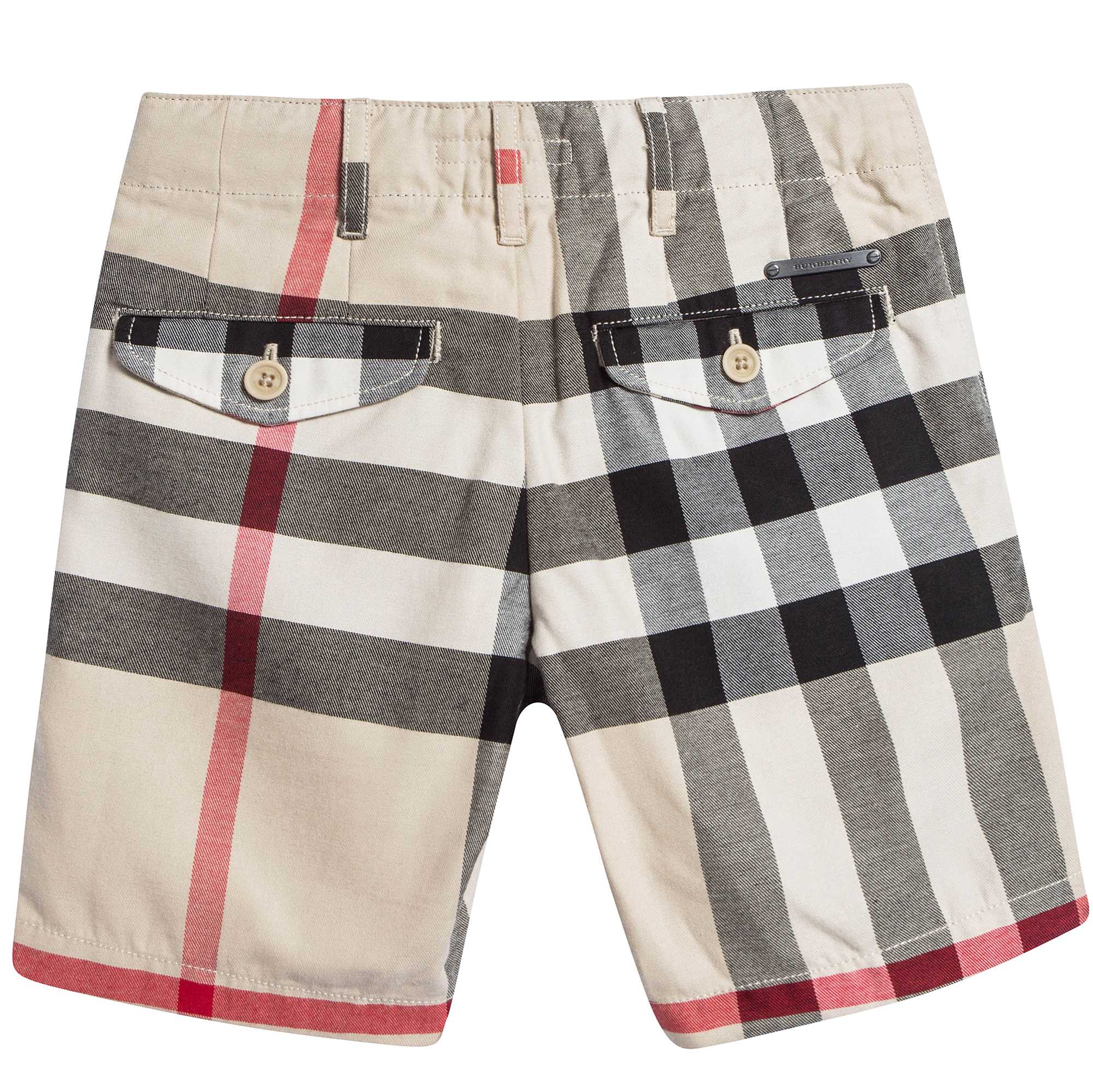 Baby Boys Beige Checked Cotton Shorts