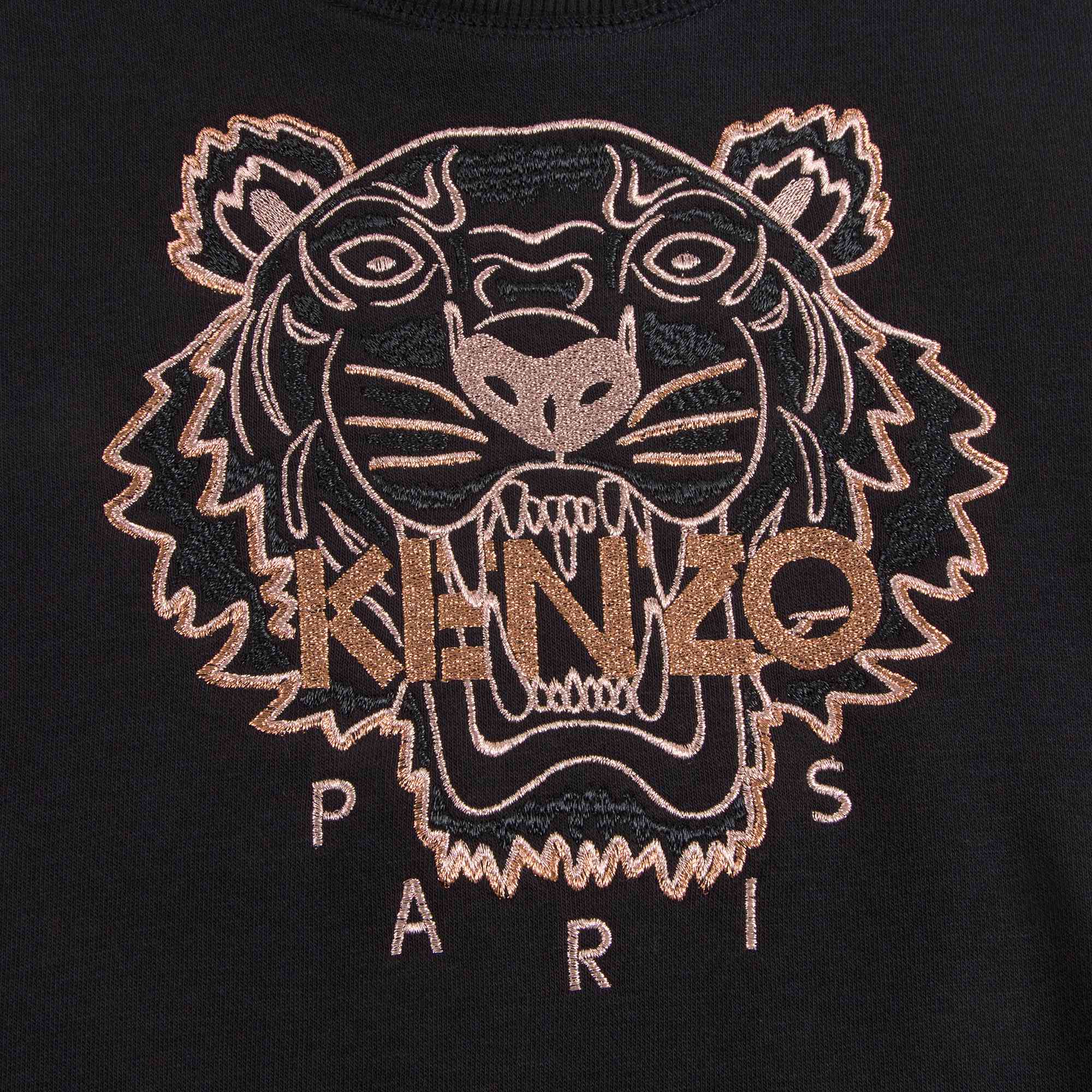 Girls Black Tiger Printed Cotton Sweatshirt